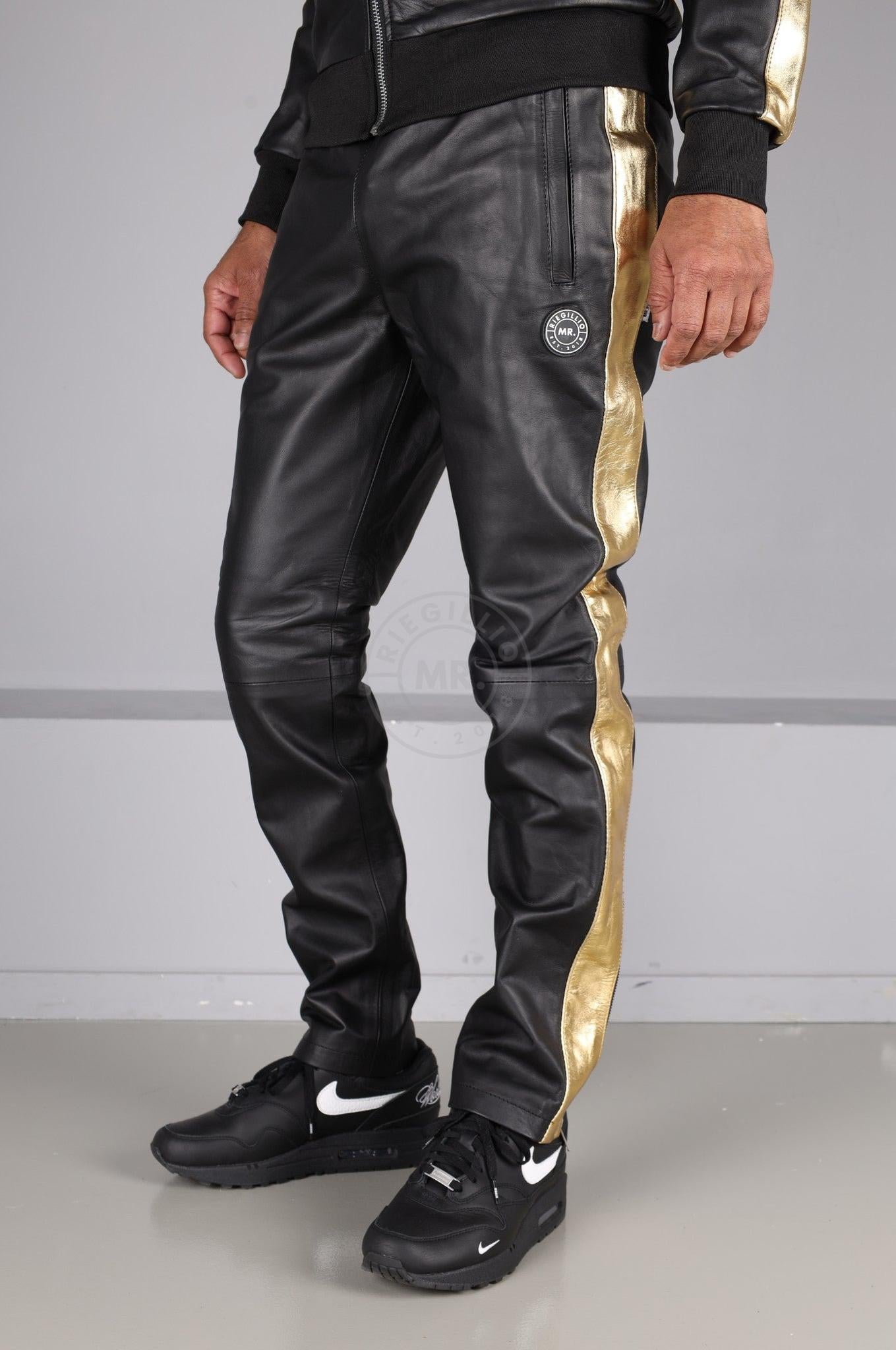 Leather Tracksuit Pants - PODI - Gold at MR. Riegillio
