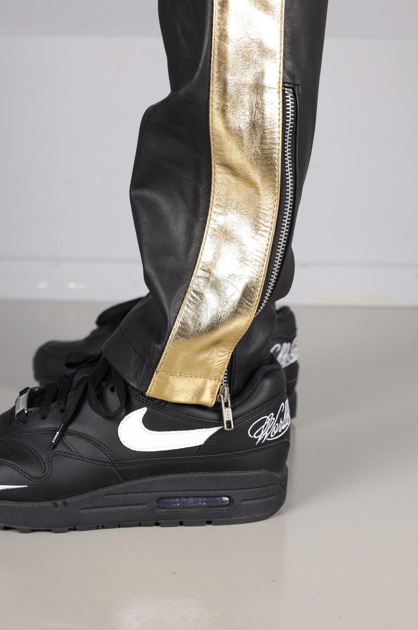 Leather Tracksuit Pants - PODI - Gold at MR. Riegillio