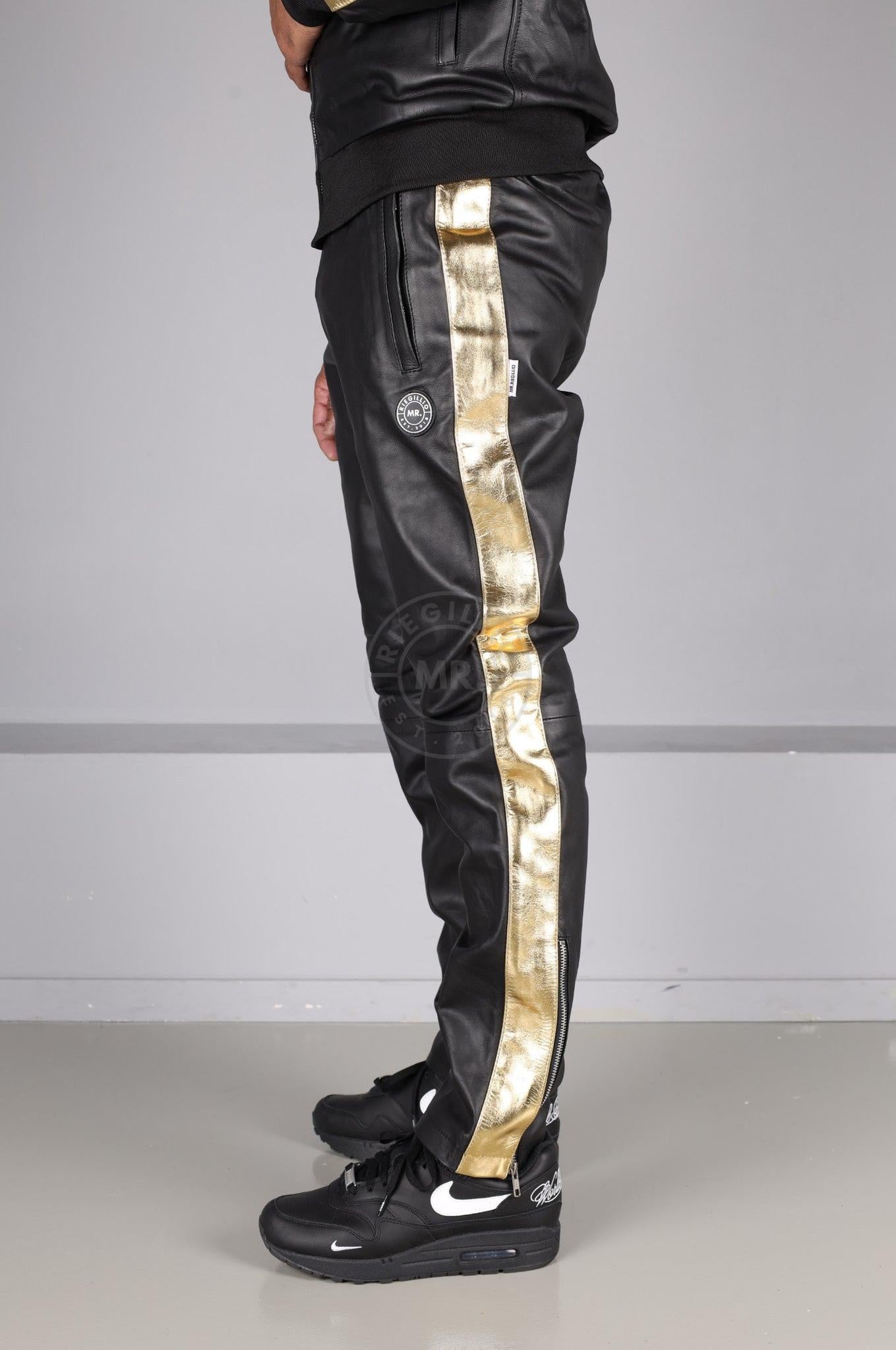 Leather Tracksuit Pants - PODI - Gold at MR. Riegillio