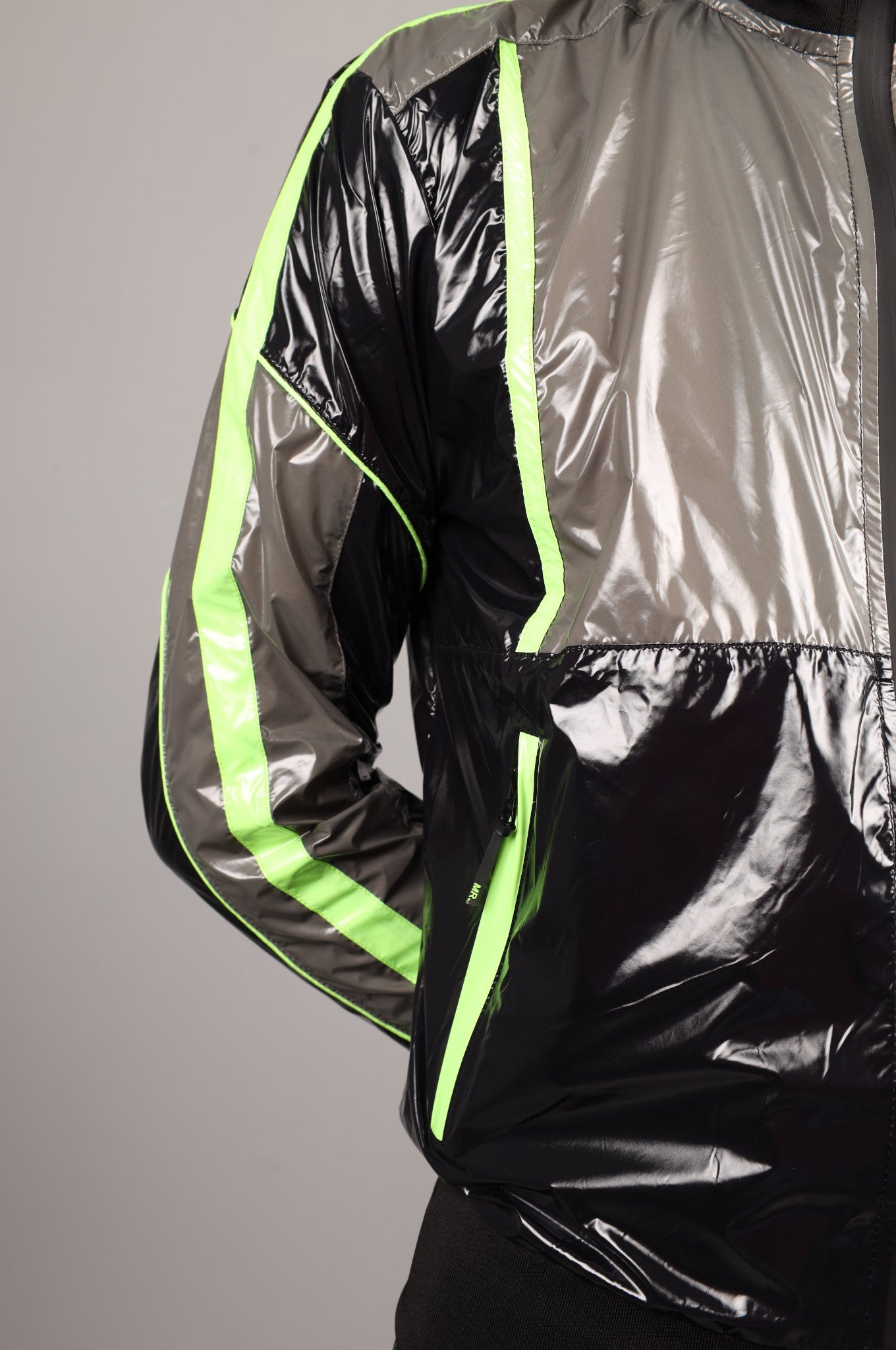 Shiny Nylon FORT Tracksuit Jacket - Neon Green