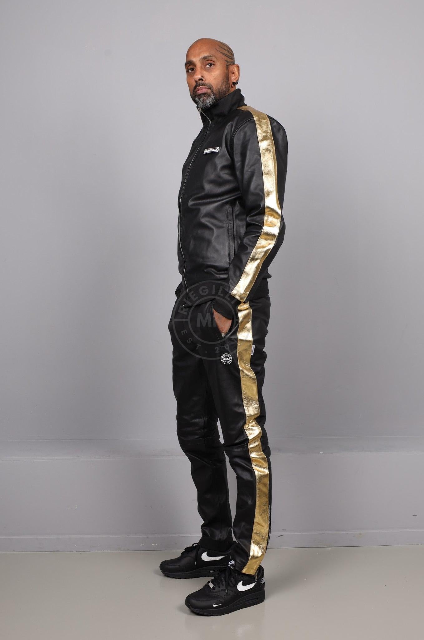 Leather Tracksuit Pants - PODI - Gold at MR. Riegillio