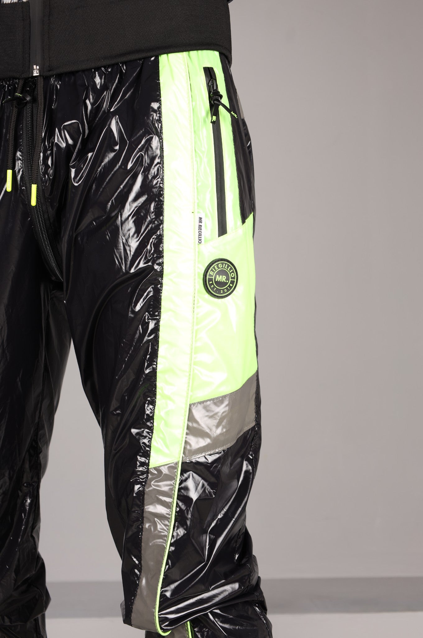 Shiny Nylon FORT Tracksuit Pants - Neon Green