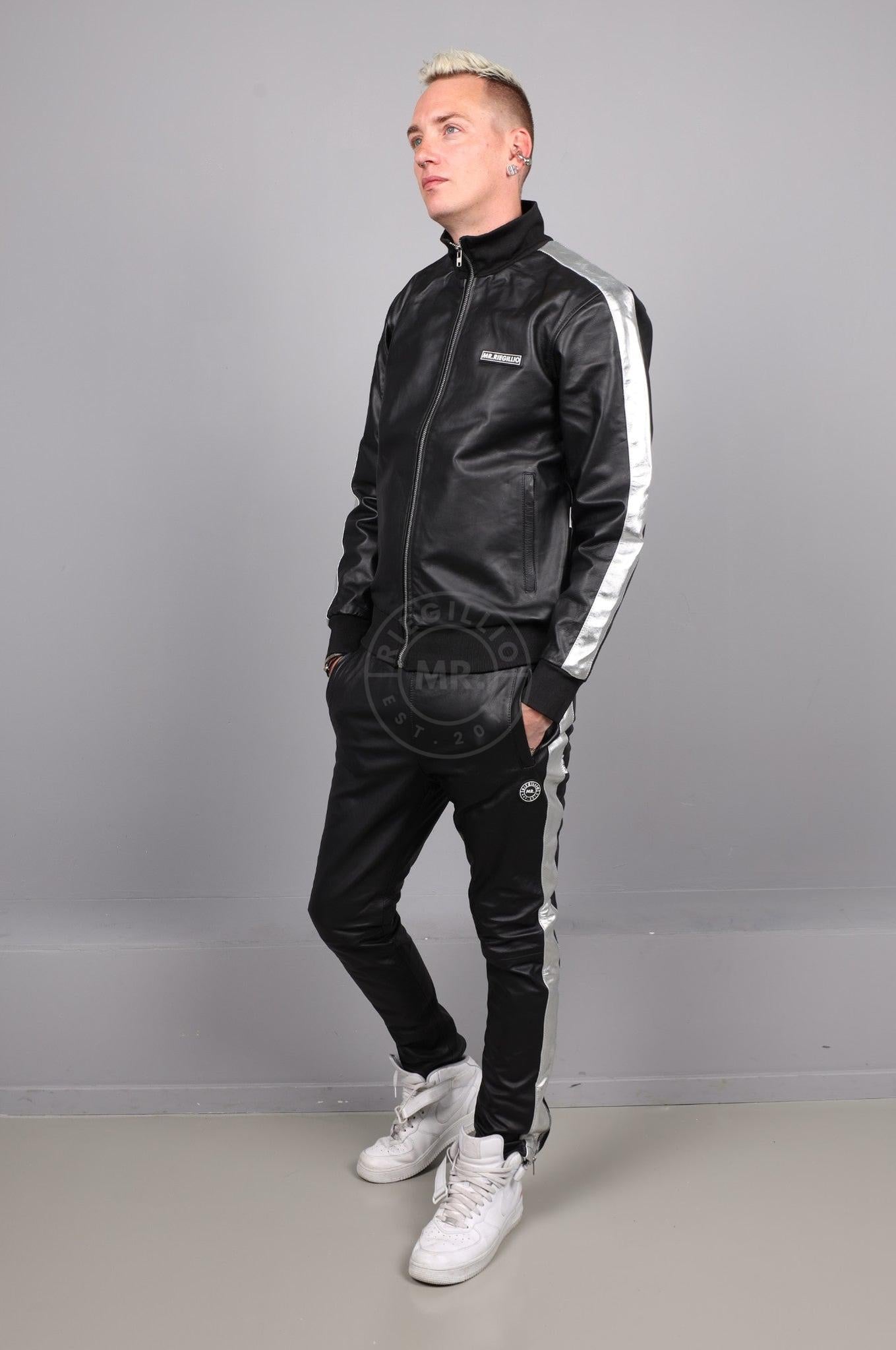 Leather Tracksuit Jacket - PODI - Silver at MR. Riegillio