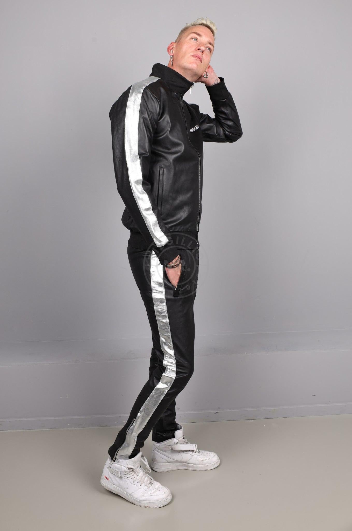 Leather Tracksuit Pants - PODI - Silver at MR. Riegillio