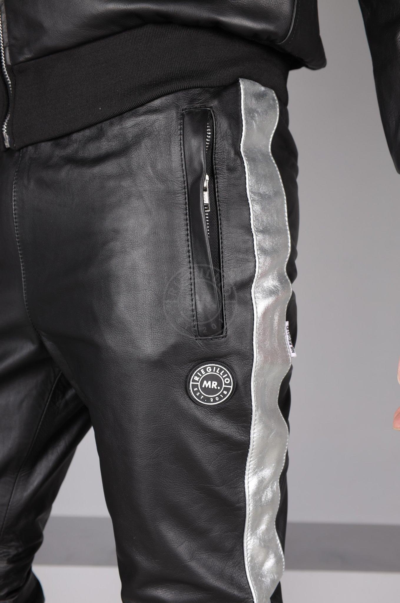 Leather Tracksuit Pants - PODI - Silver at MR. Riegillio