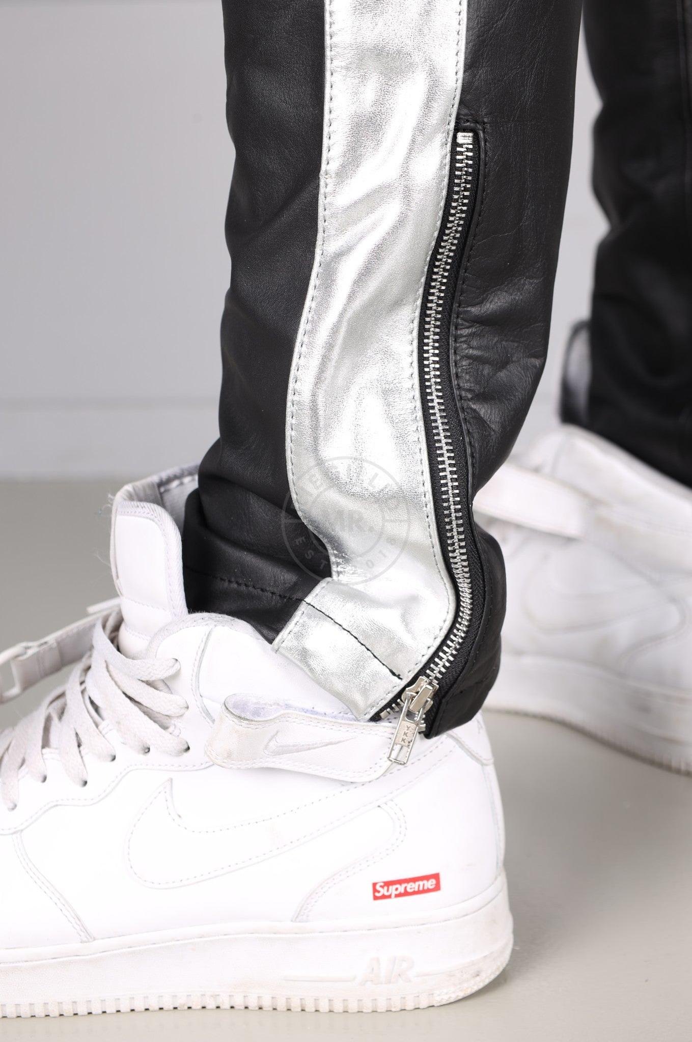Leather Tracksuit Pants - PODI - Silver at MR. Riegillio