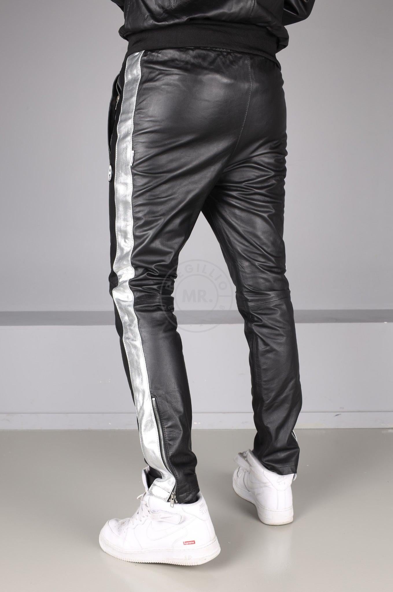 Leather Tracksuit Pants - PODI - Silver at MR. Riegillio