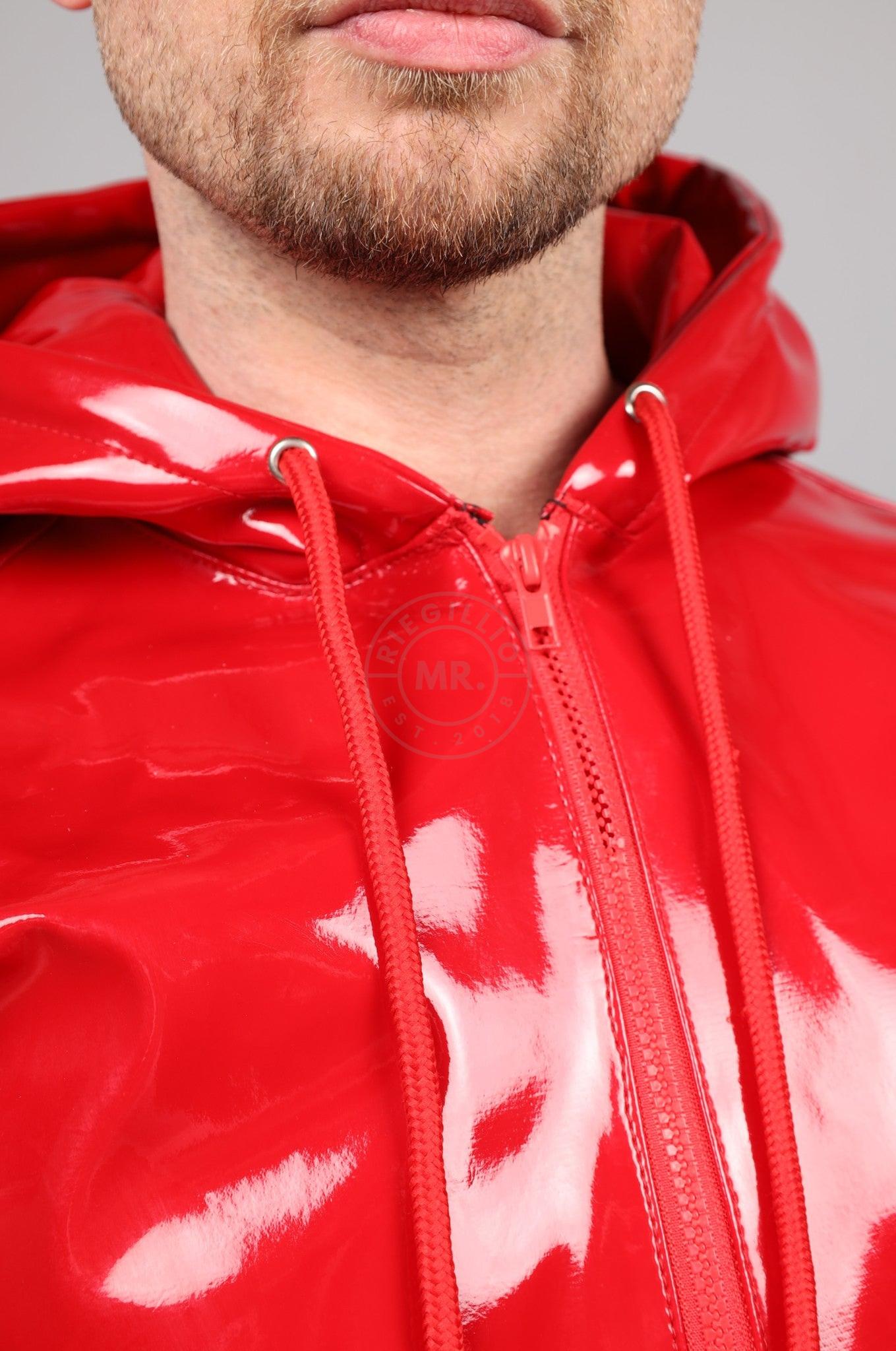 Red PVC Zip Up Hoodie at MR. Riegillio