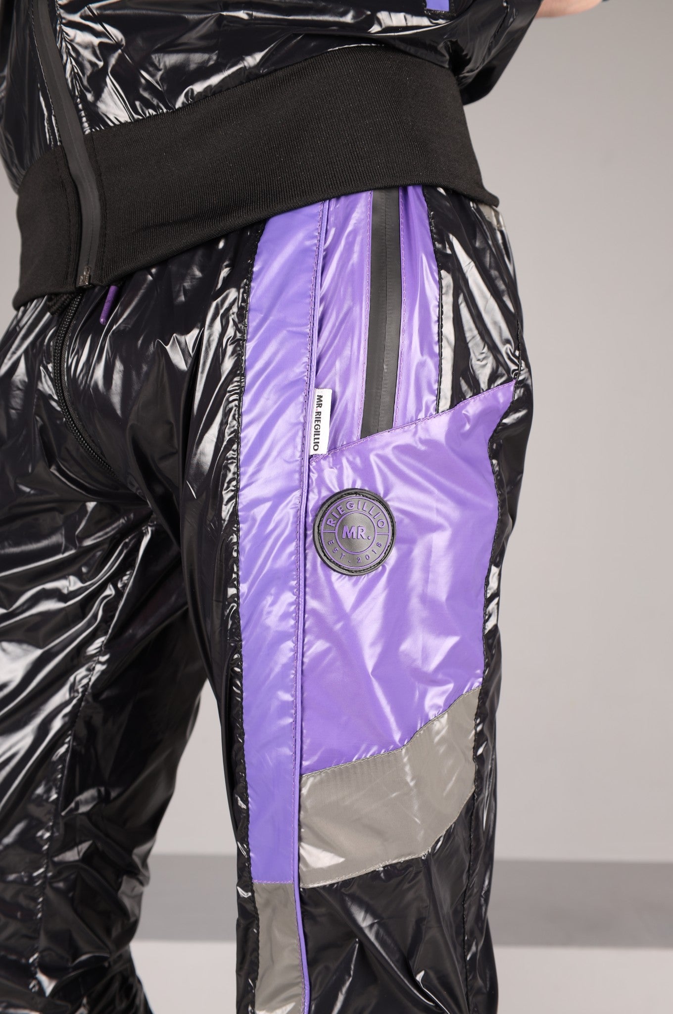 Shiny Nylon FORT Tracksuit Pants - Purple
