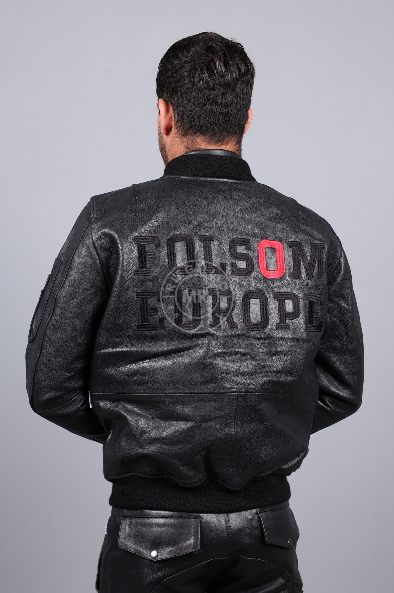 Black Leather Bomber Jacket - Folsom Edition at MR. Riegillio