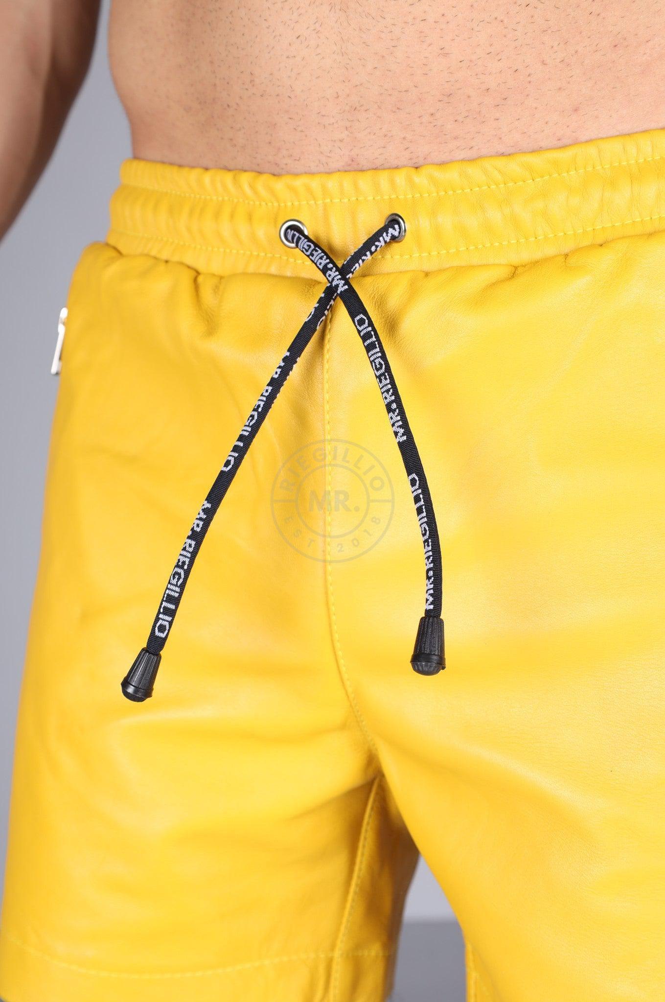 Yellow Leather Track Short at MR. Riegillio