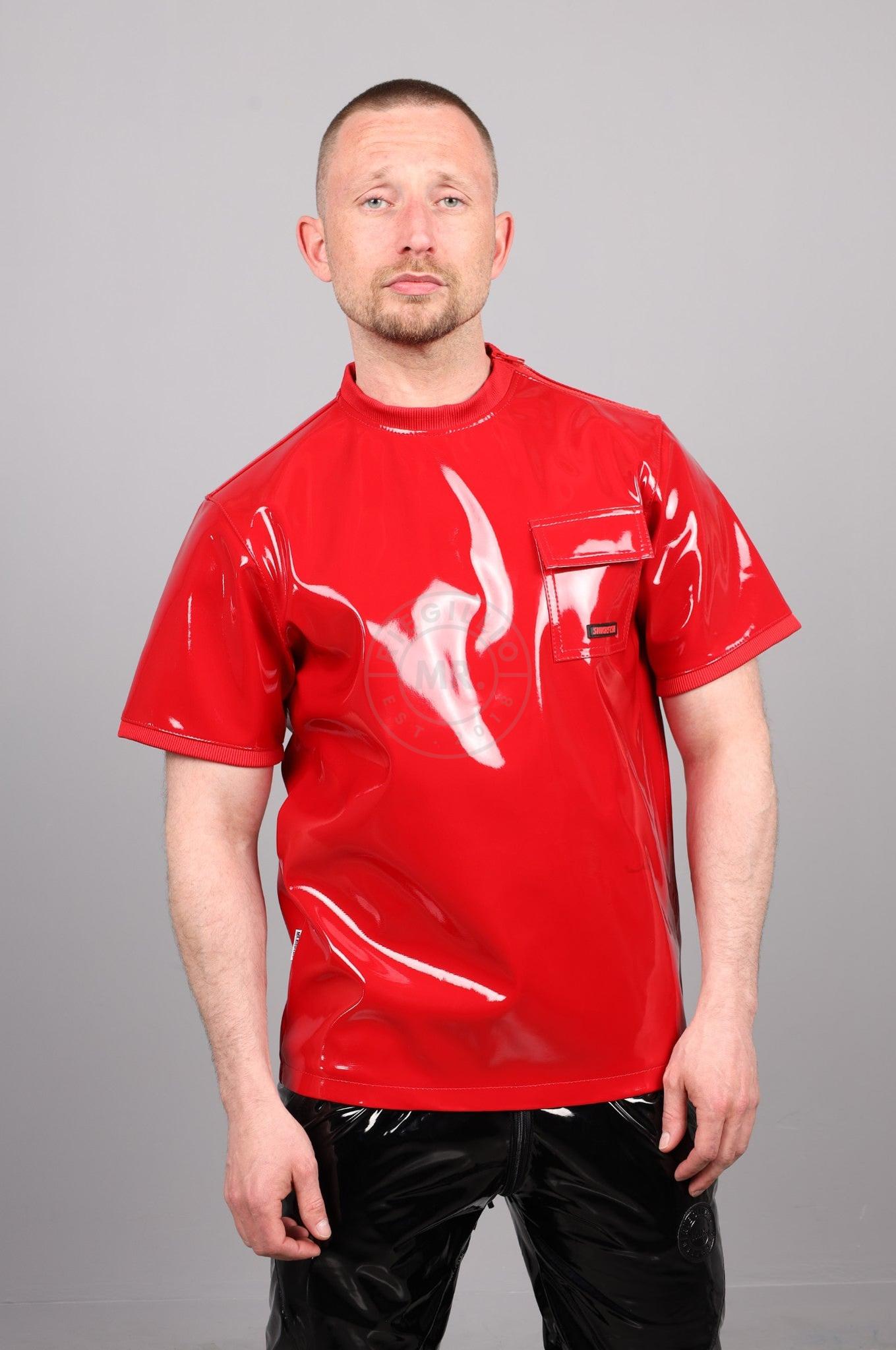 SNKRFTSH Red PVC T-Shirt at MR. Riegillio