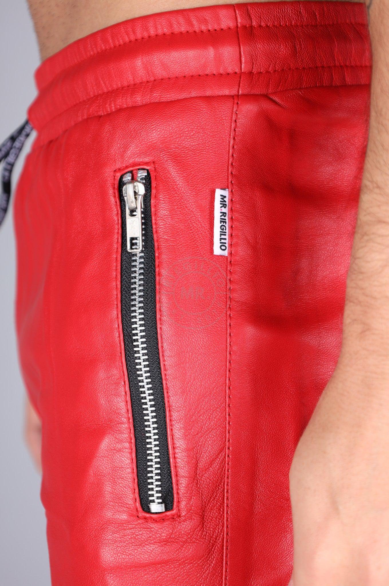 Red Leather Track Short at MR. Riegillio