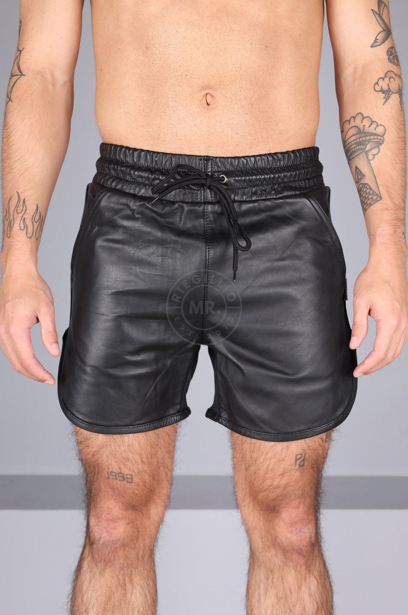 Berlin Full Black Leather Sport Short at MR. Riegillio