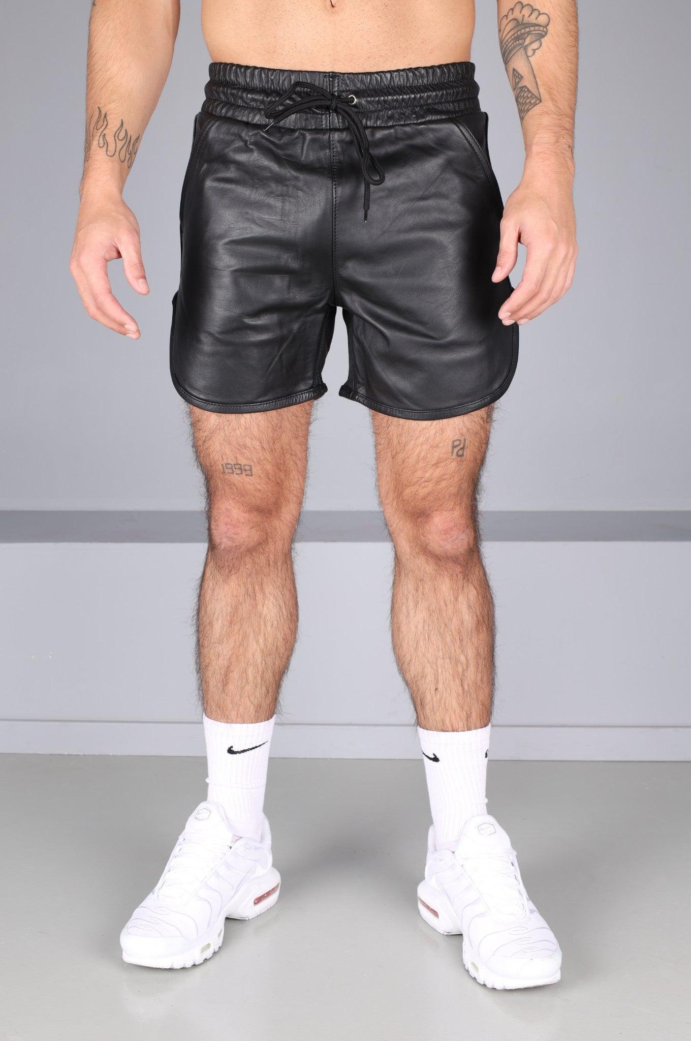Berlin Full Black Leather Sport Short at MR. Riegillio
