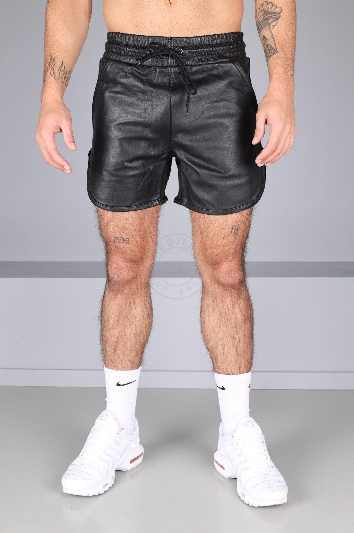 Berlin Full Black Leather Sport Short at MR. Riegillio