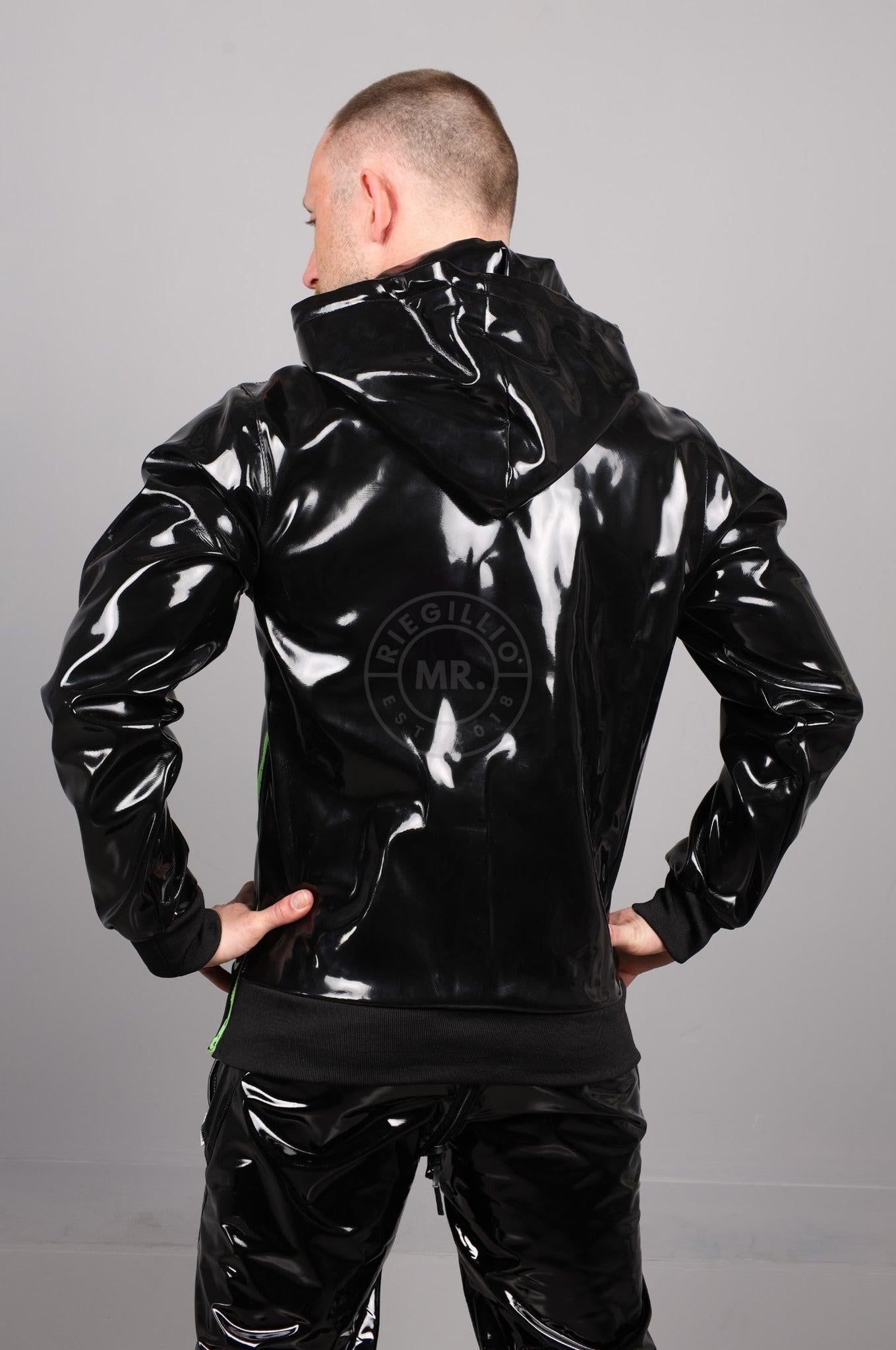 SNKRFTSH Black PVC Zip Up Hoodie - Neon Touch at MR. Riegillio