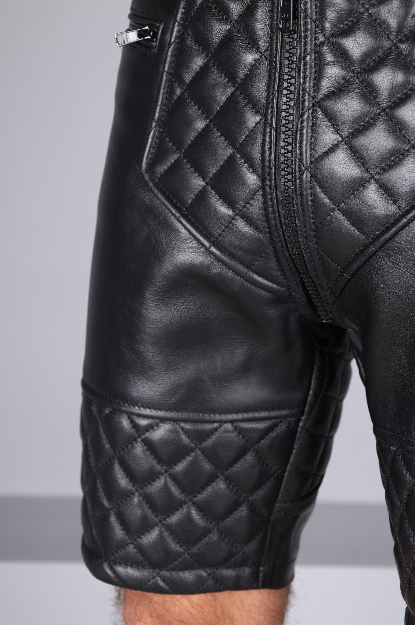 Berlin Padded Leather Thru Zip Short at MR. Riegillio