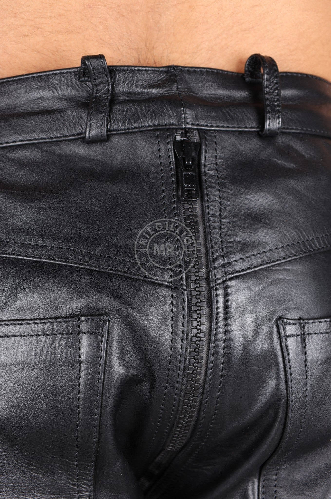 Berlin Black Leather 5 Pocket Pants - Thru Zip at MR. Riegillio