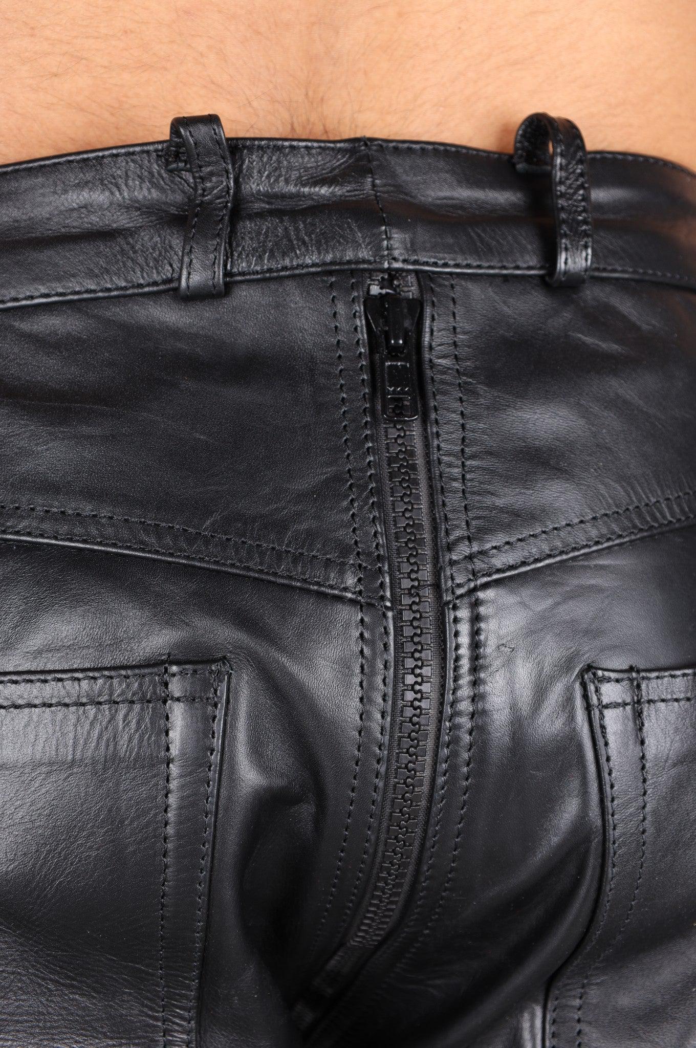 Berlin Black Leather 5 Pocket Pants - Thru Zip at MR. Riegillio