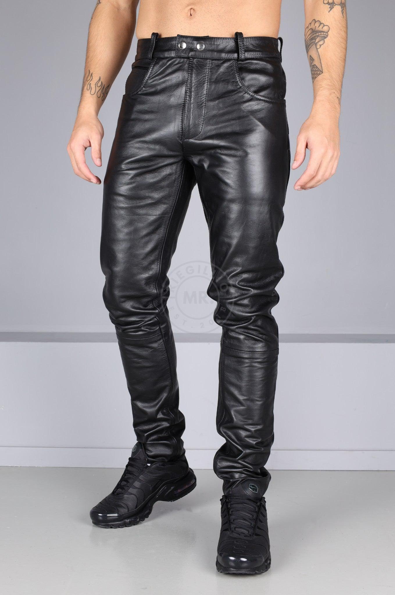 Berlin Black Leather 5 Pocket Pants at MR. Riegillio