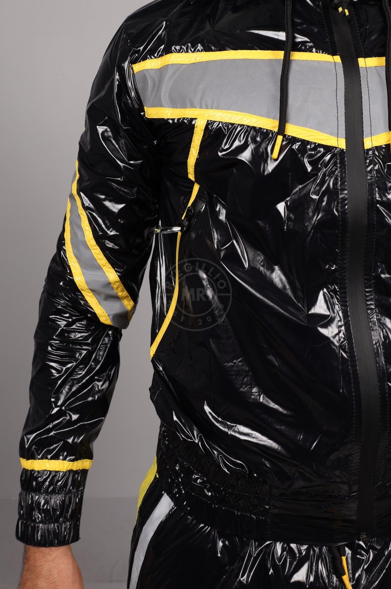 Shiny Nylon BASE Tracksuit Jacket - Yellow at MR. Riegillio