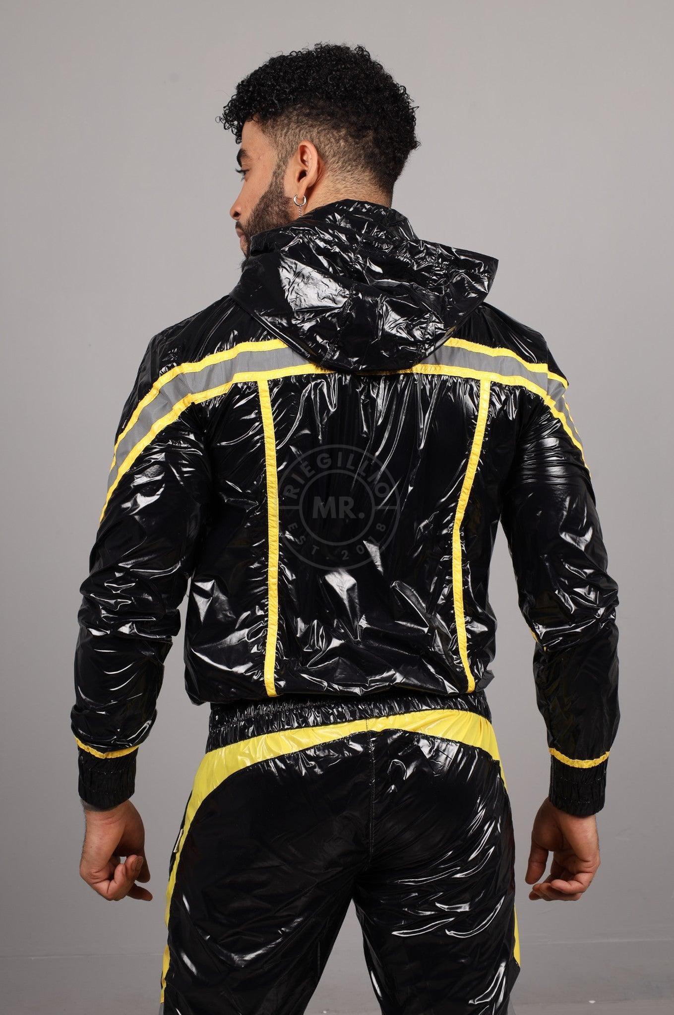 Shiny Nylon BASE Tracksuit Jacket - Yellow at MR. Riegillio