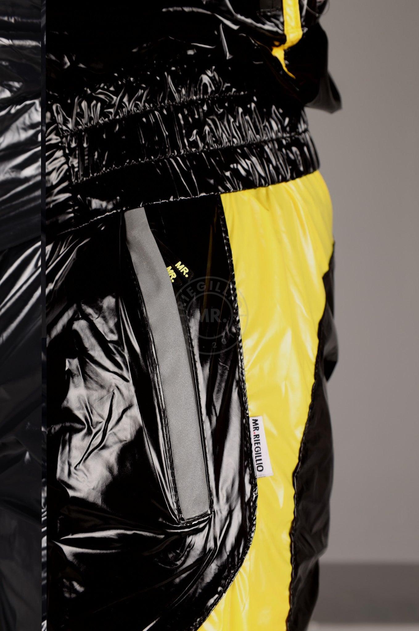 Shiny Nylon BASE Tracksuit Pants - Yellow at MR. Riegillio