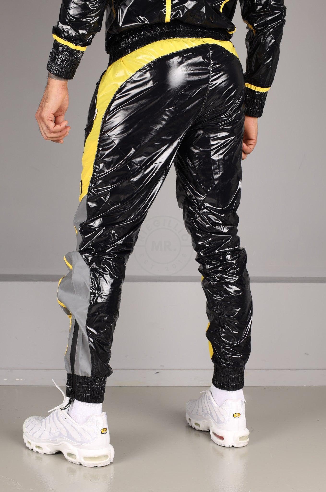 Shiny Nylon BASE Tracksuit Pants - Yellow at MR. Riegillio