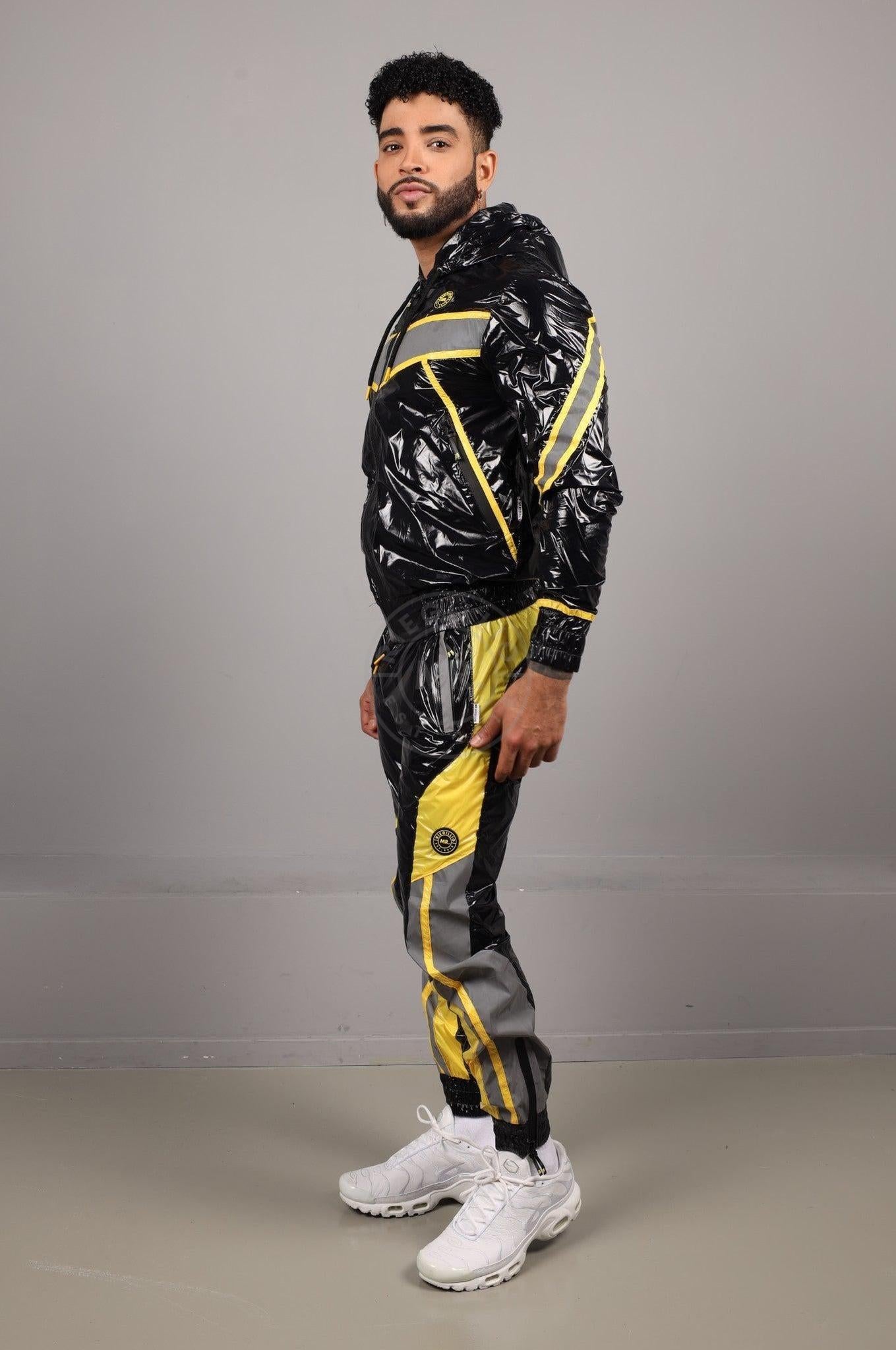 Shiny Nylon BASE Tracksuit Pants - Yellow at MR. Riegillio