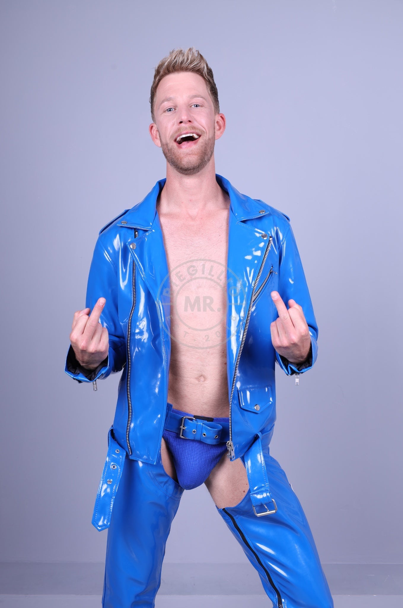 Blue PVC Brando Jacket at MR. Riegillio