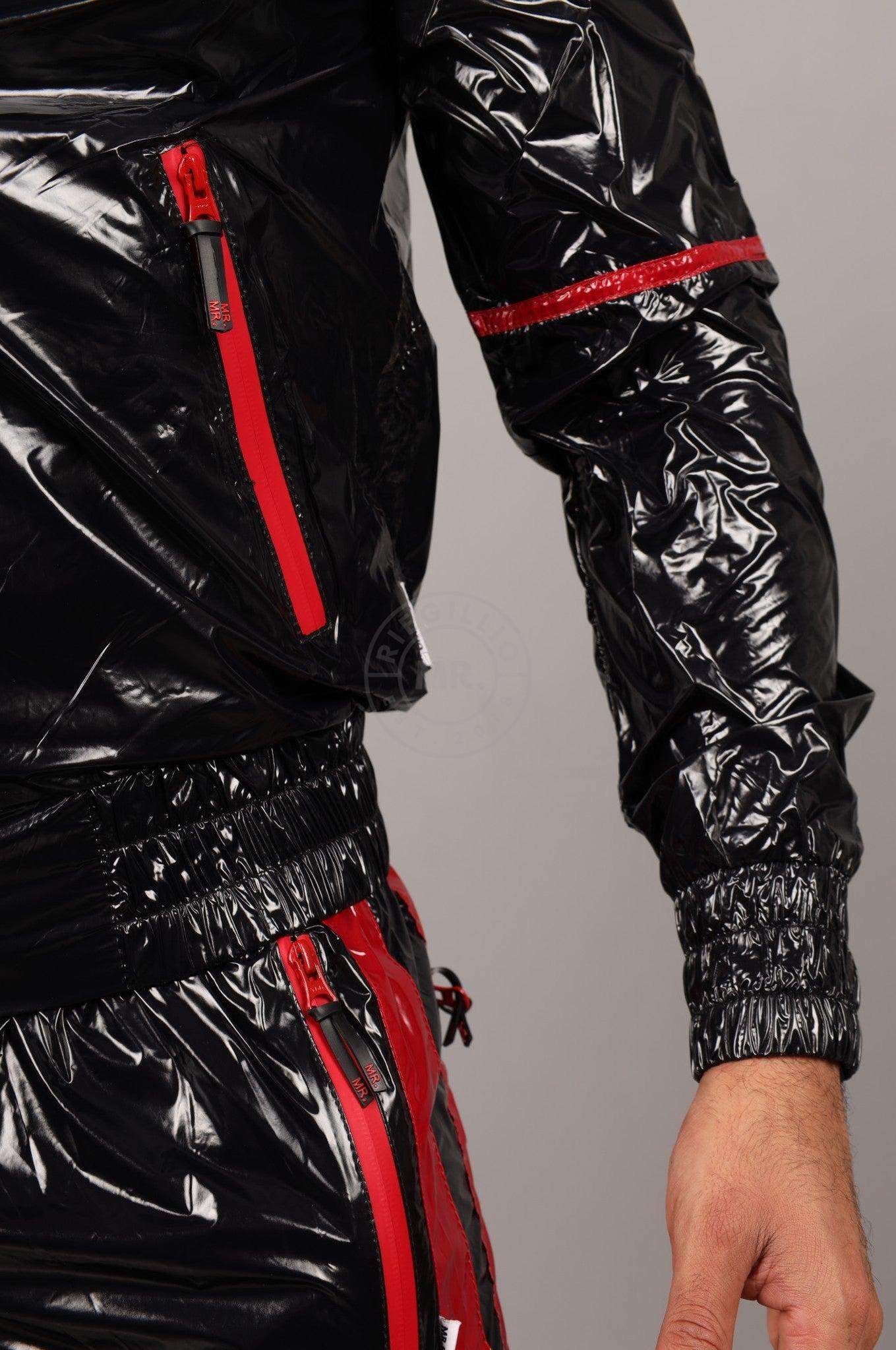 Shiny Nylon BASE Tracksuit Jacket - Red at MR. Riegillio