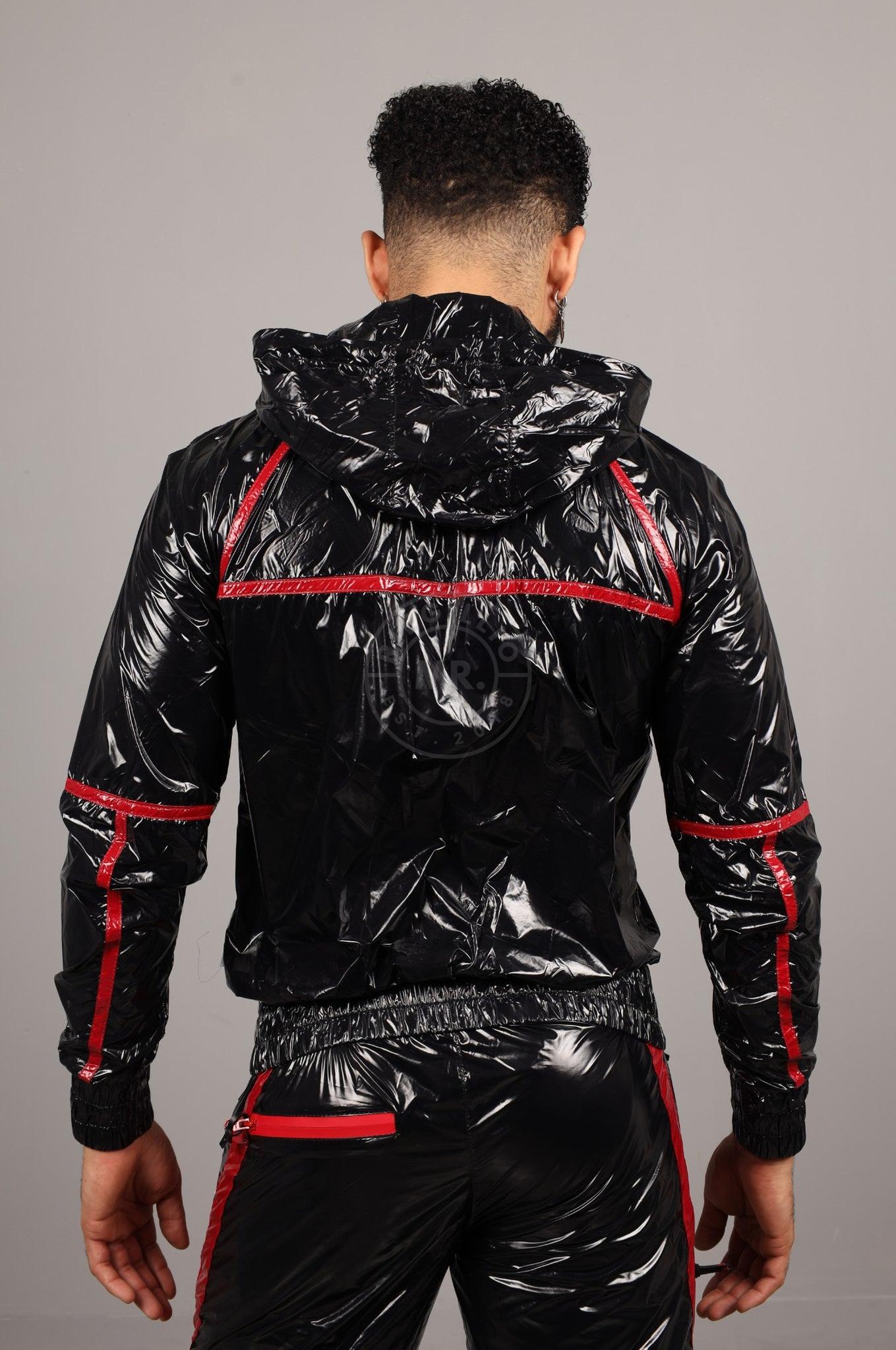 Shiny Nylon BASE Tracksuit Jacket - Red at MR. Riegillio