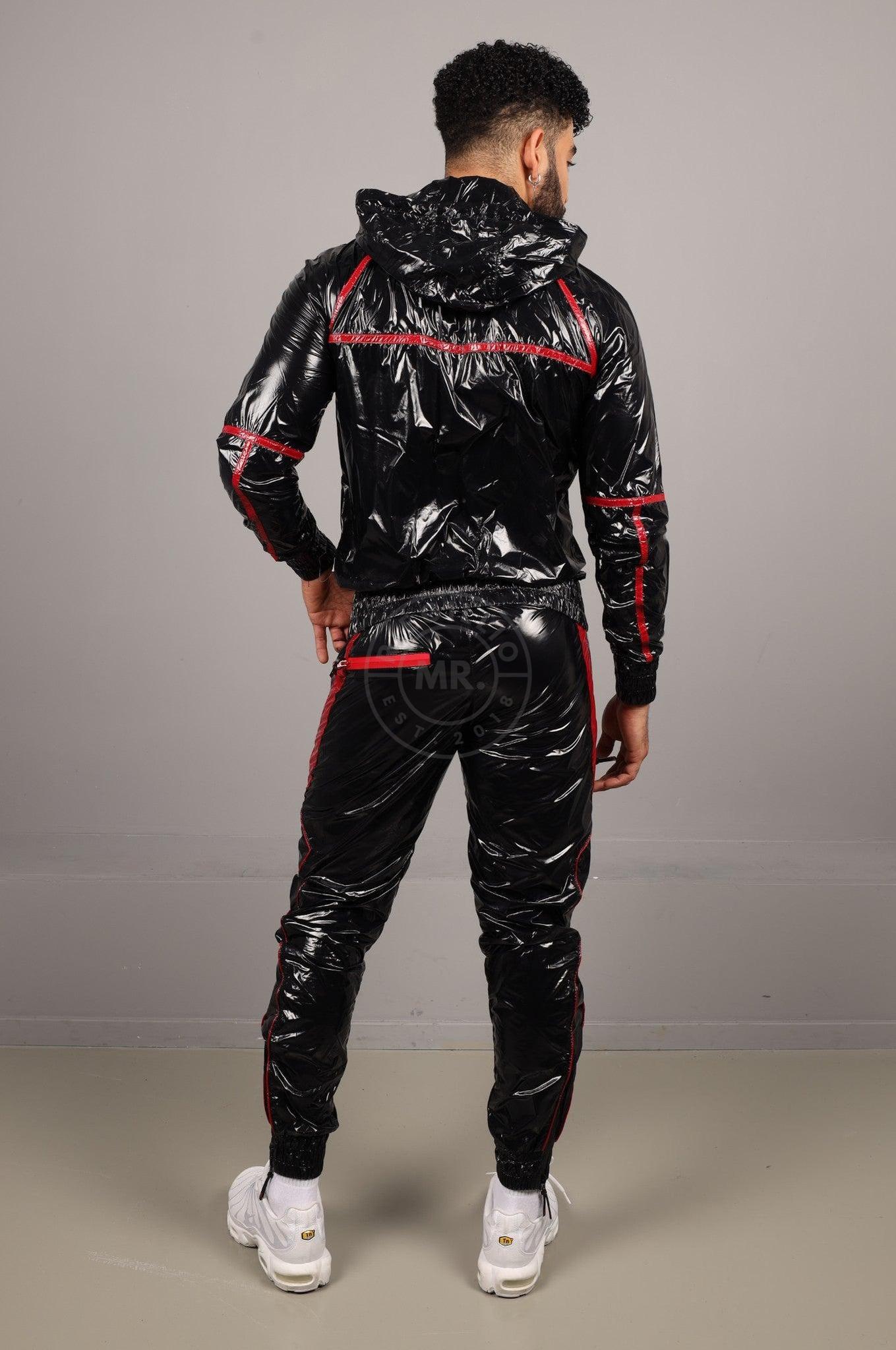 Shiny Nylon BASE Tracksuit Jacket - Red at MR. Riegillio