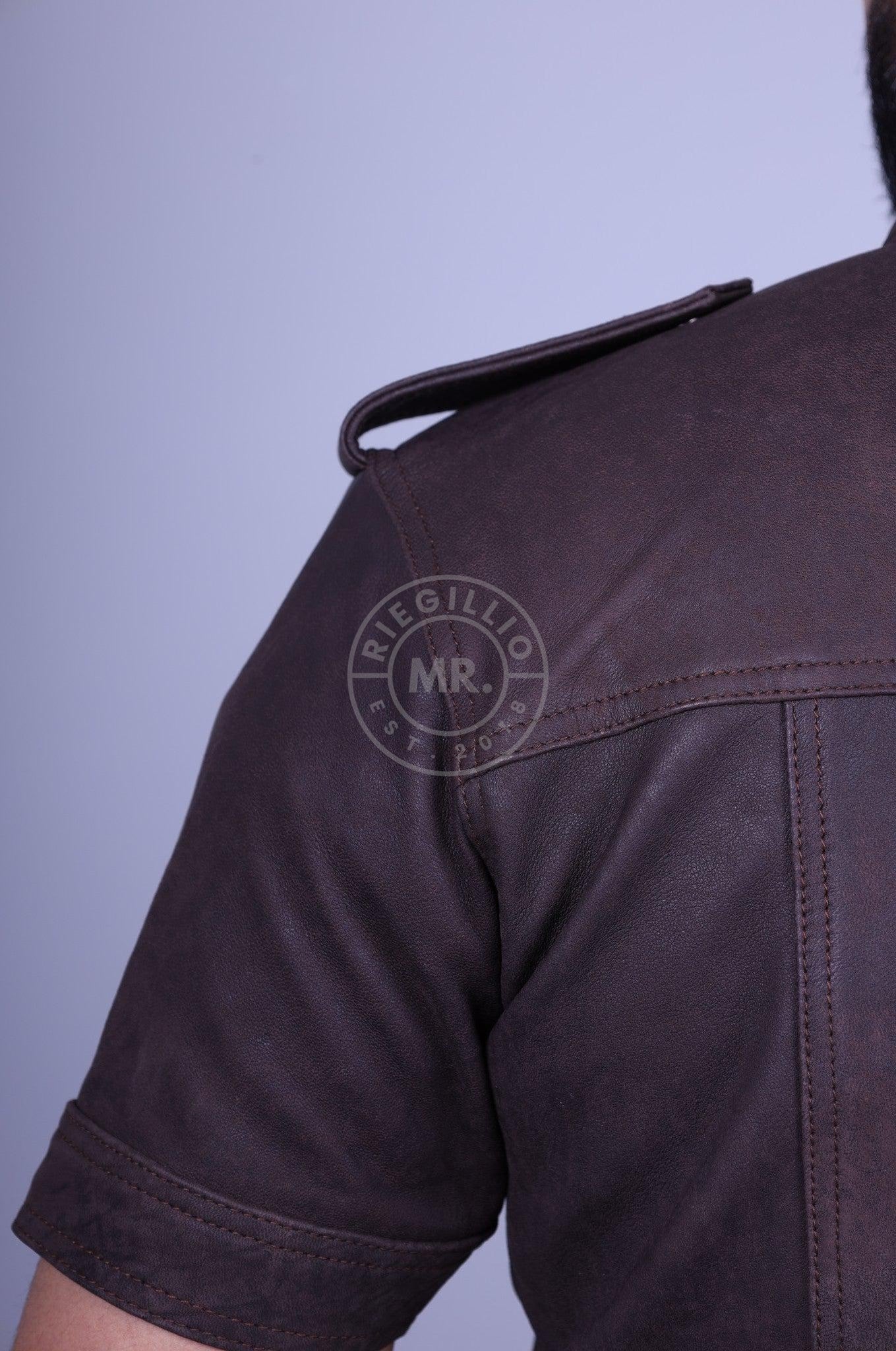 Washed Brown Leather Shirt at MR. Riegillio