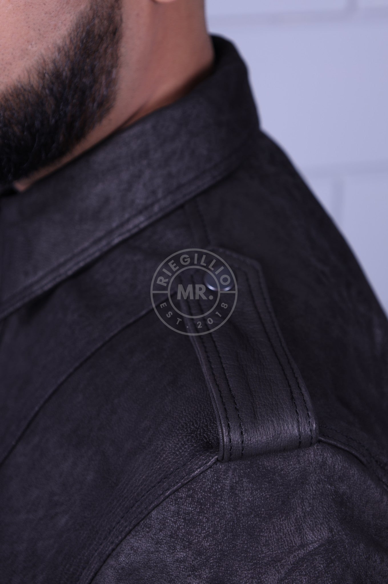 Washed Black Leather Shirt at MR. Riegillio