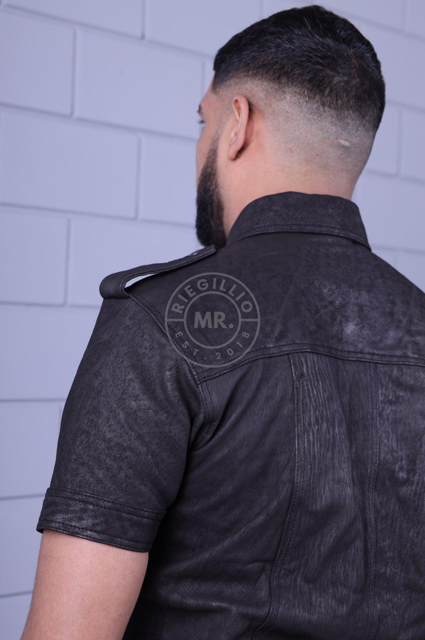 Washed Black Leather Shirt at MR. Riegillio