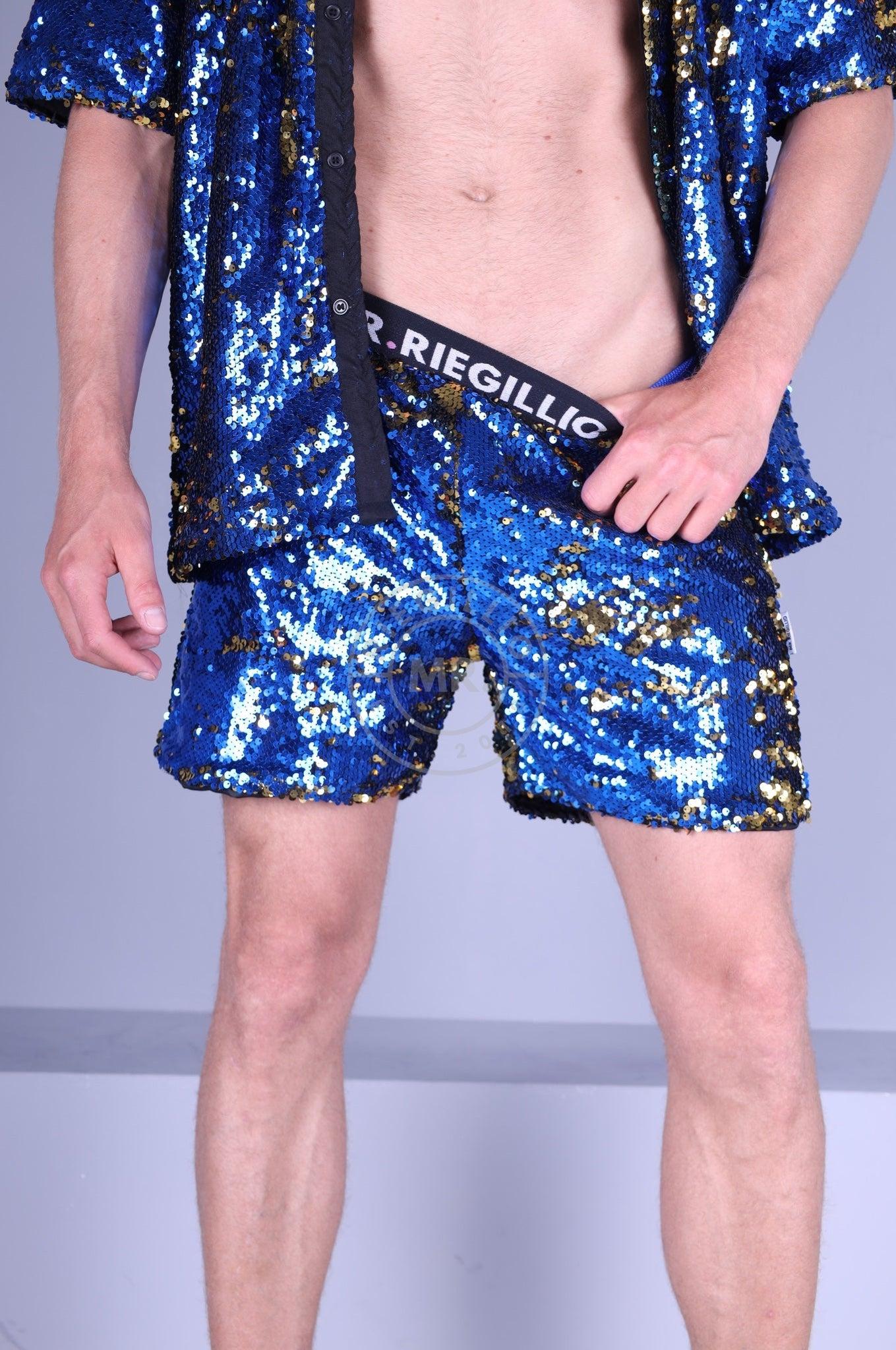 Blue Sequin Logo Short at MR. Riegillio
