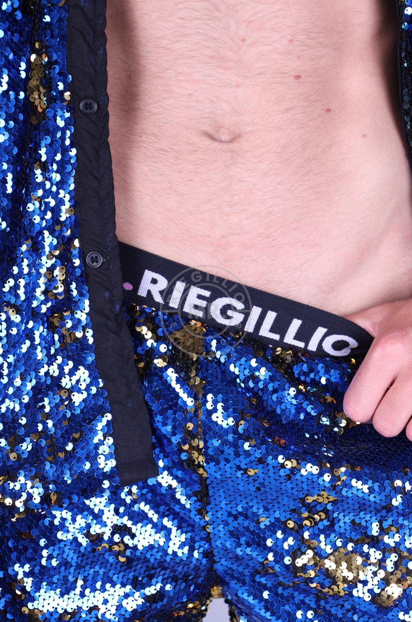 Blue Sequin Logo Short at MR. Riegillio