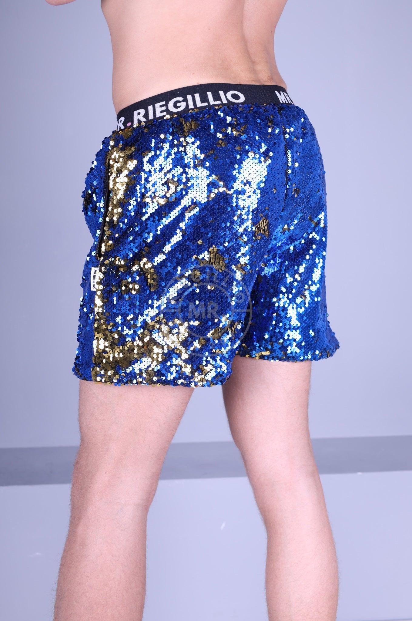 Blue Sequin Logo Short at MR. Riegillio