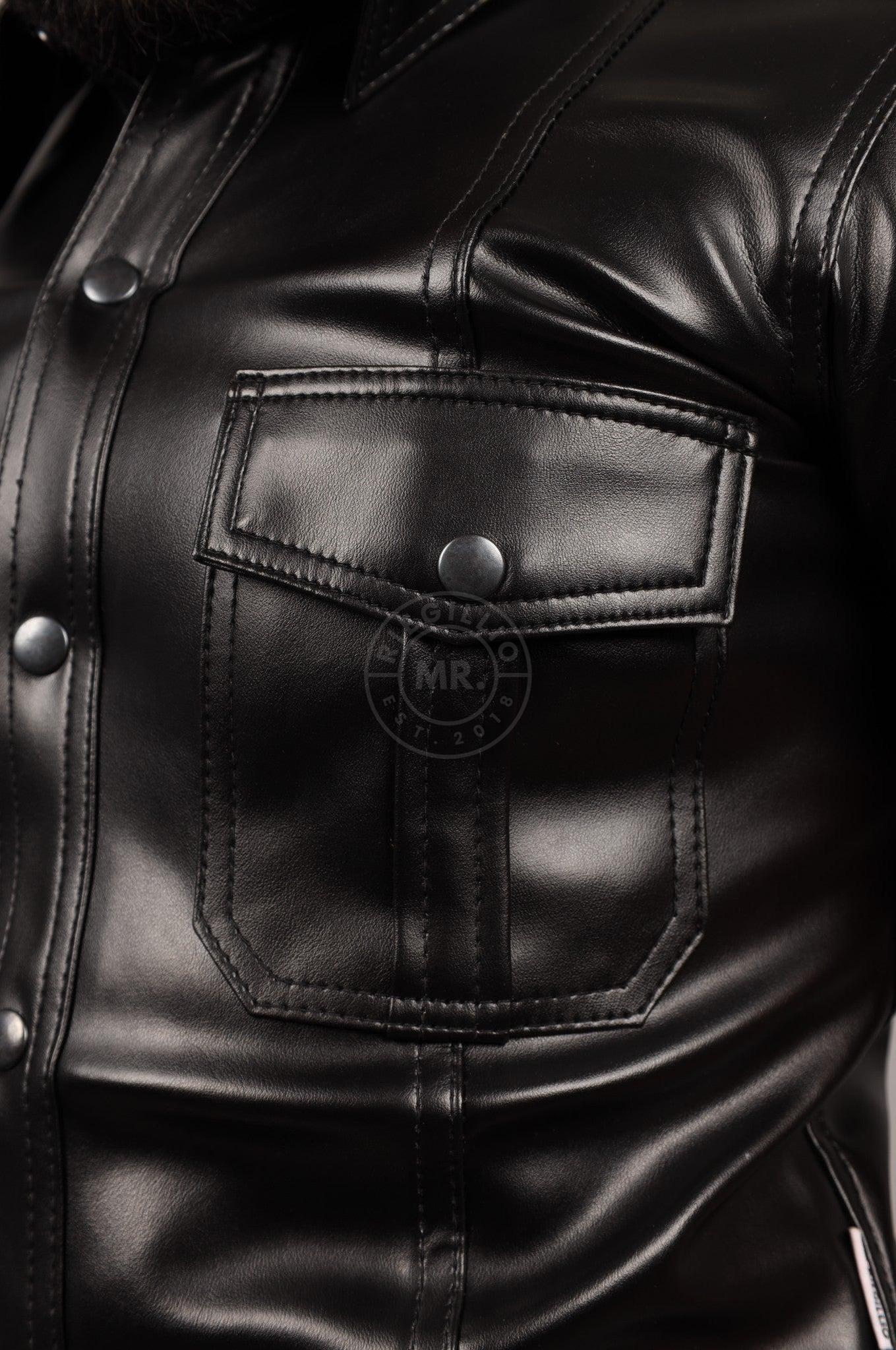 Black Vegan Leather Shirt at MR. Riegillio