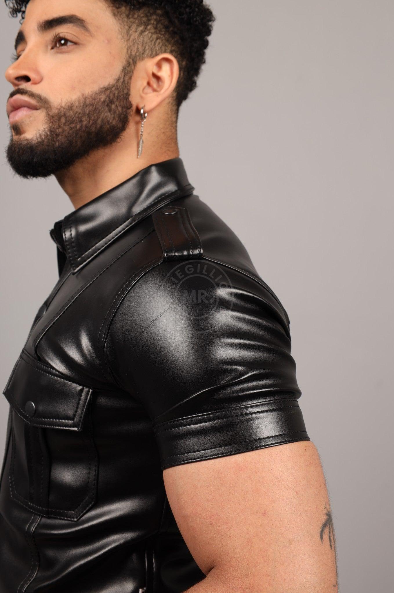 Black Vegan Leather Shirt at MR. Riegillio