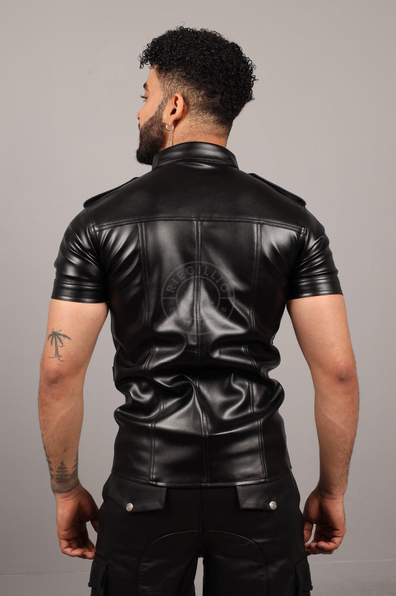 Black Vegan Leather Shirt at MR. Riegillio
