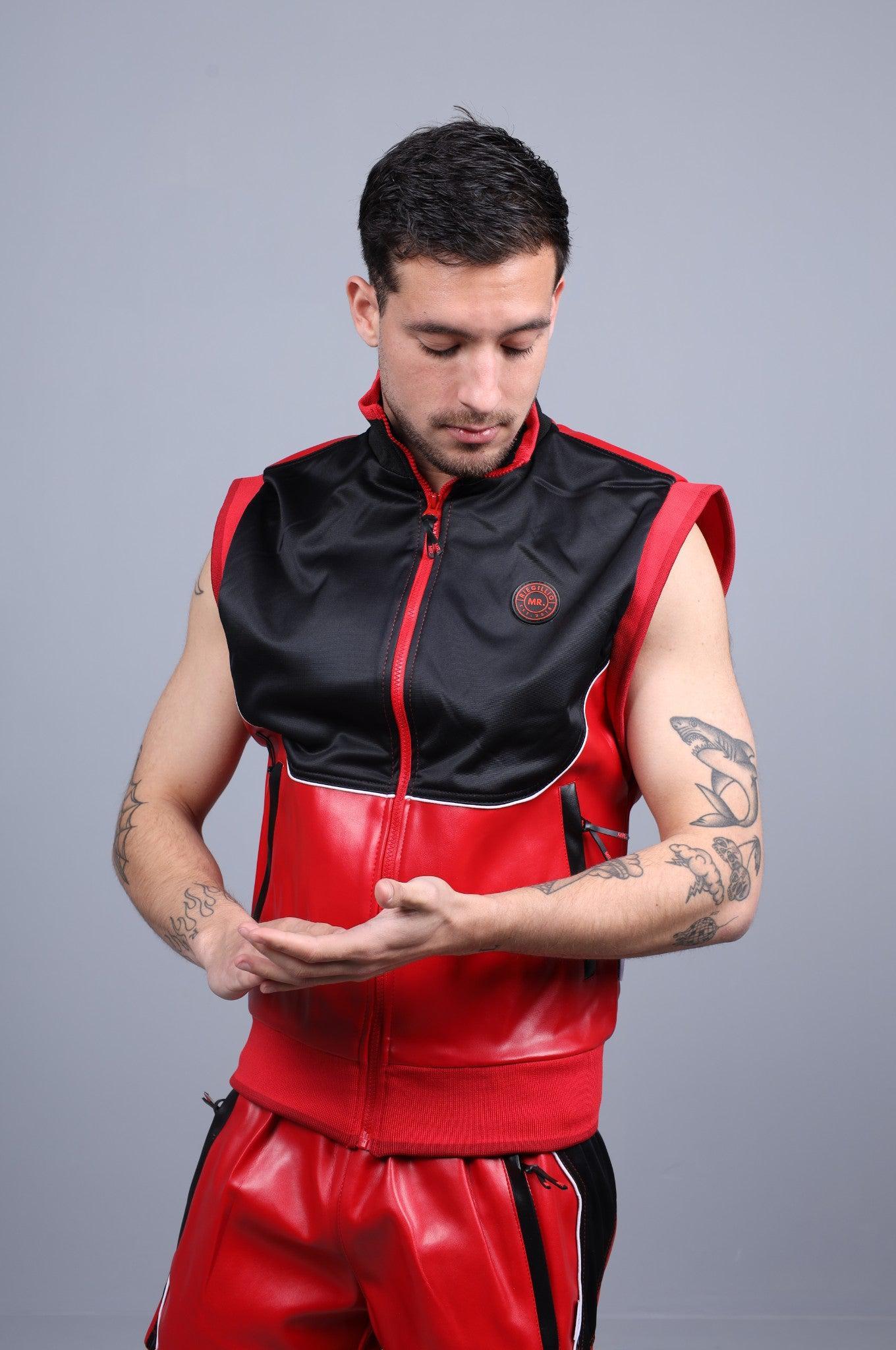 MR. 24 Tracksuit Sleeveless Jacket - Red at MR. Riegillio