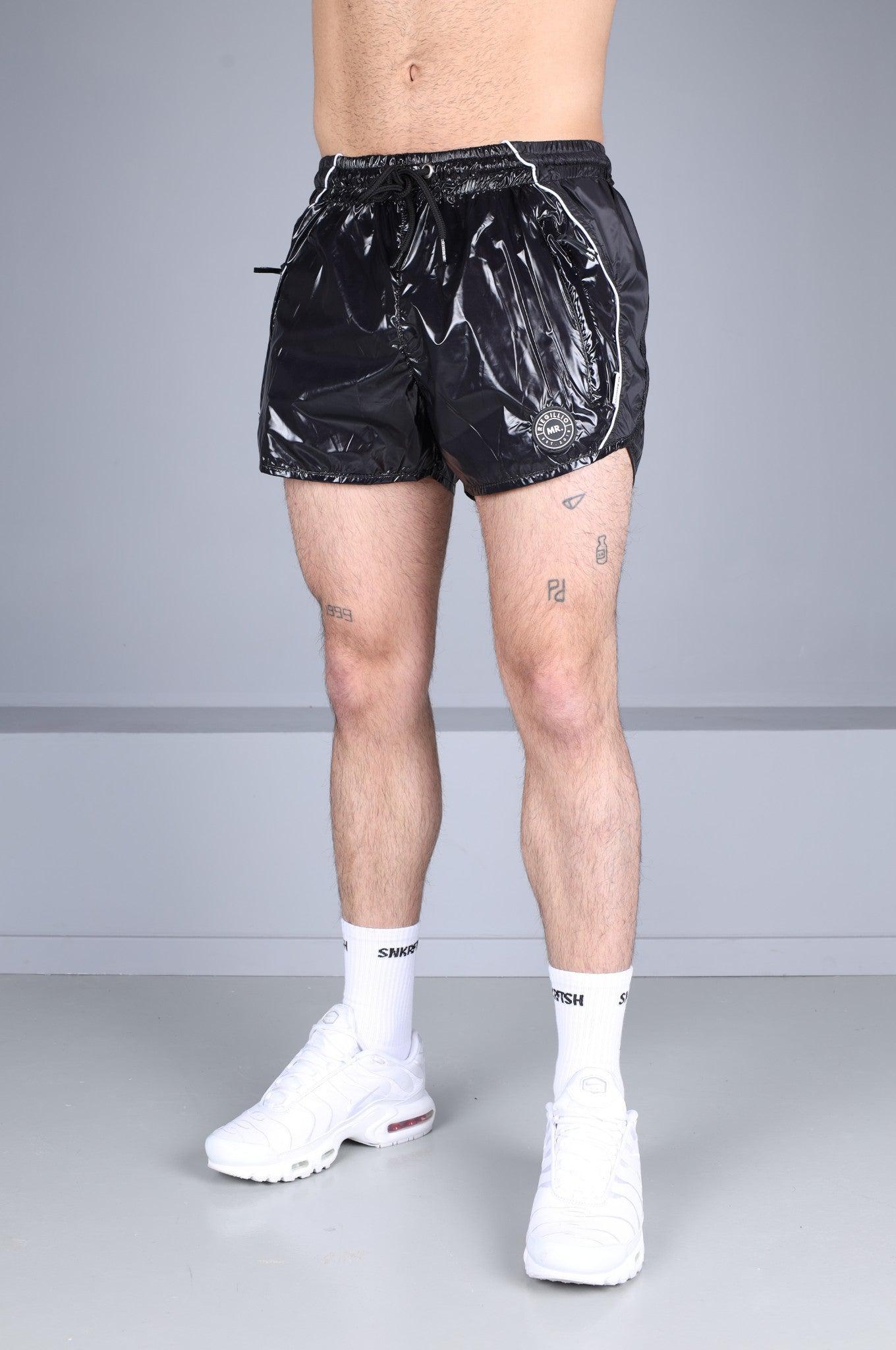 Shiny Nylon 24 Mini Short - Black at MR. Riegillio