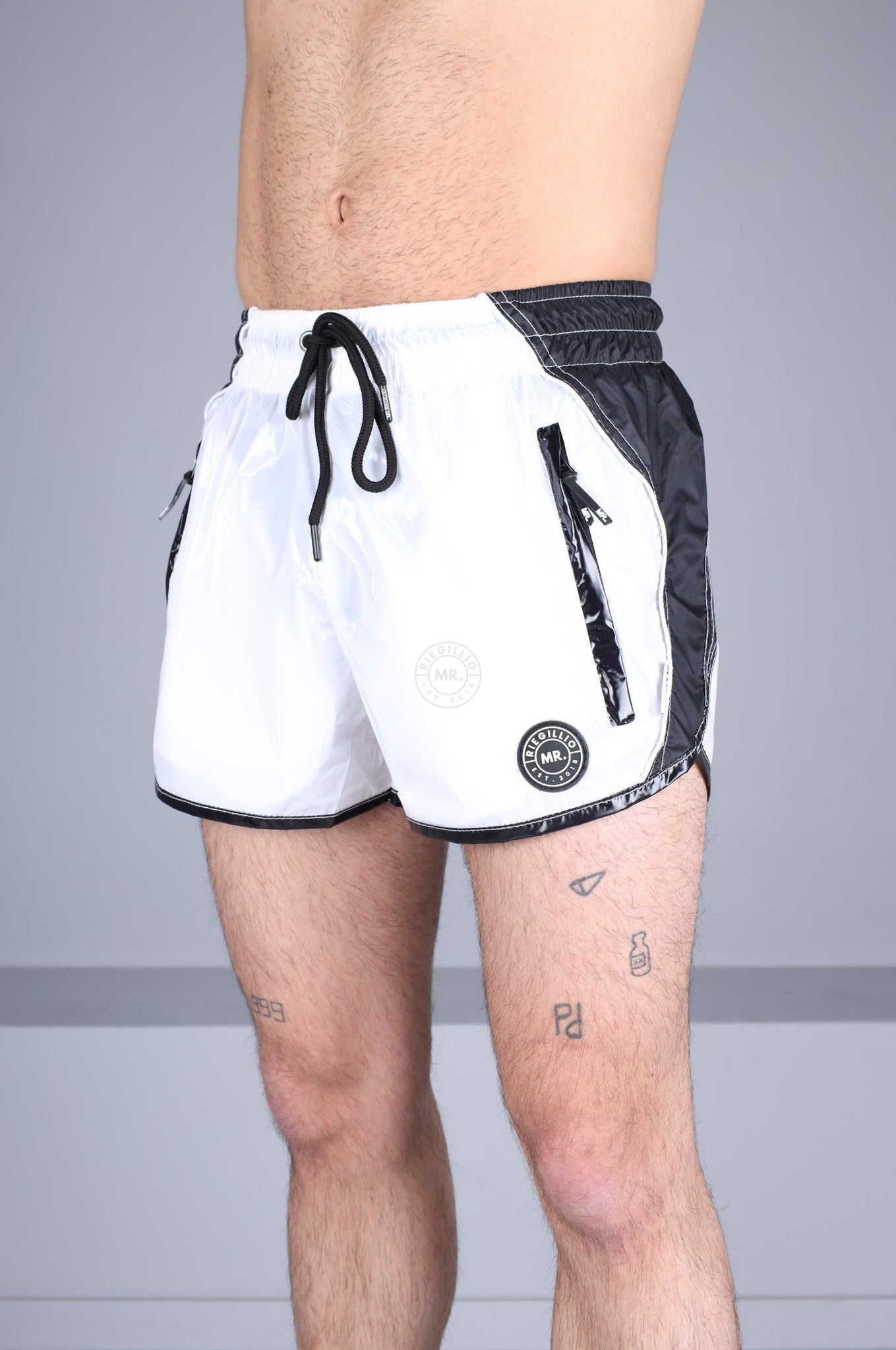 Shiny Nylon 24 Mini Short - White at MR. Riegillio