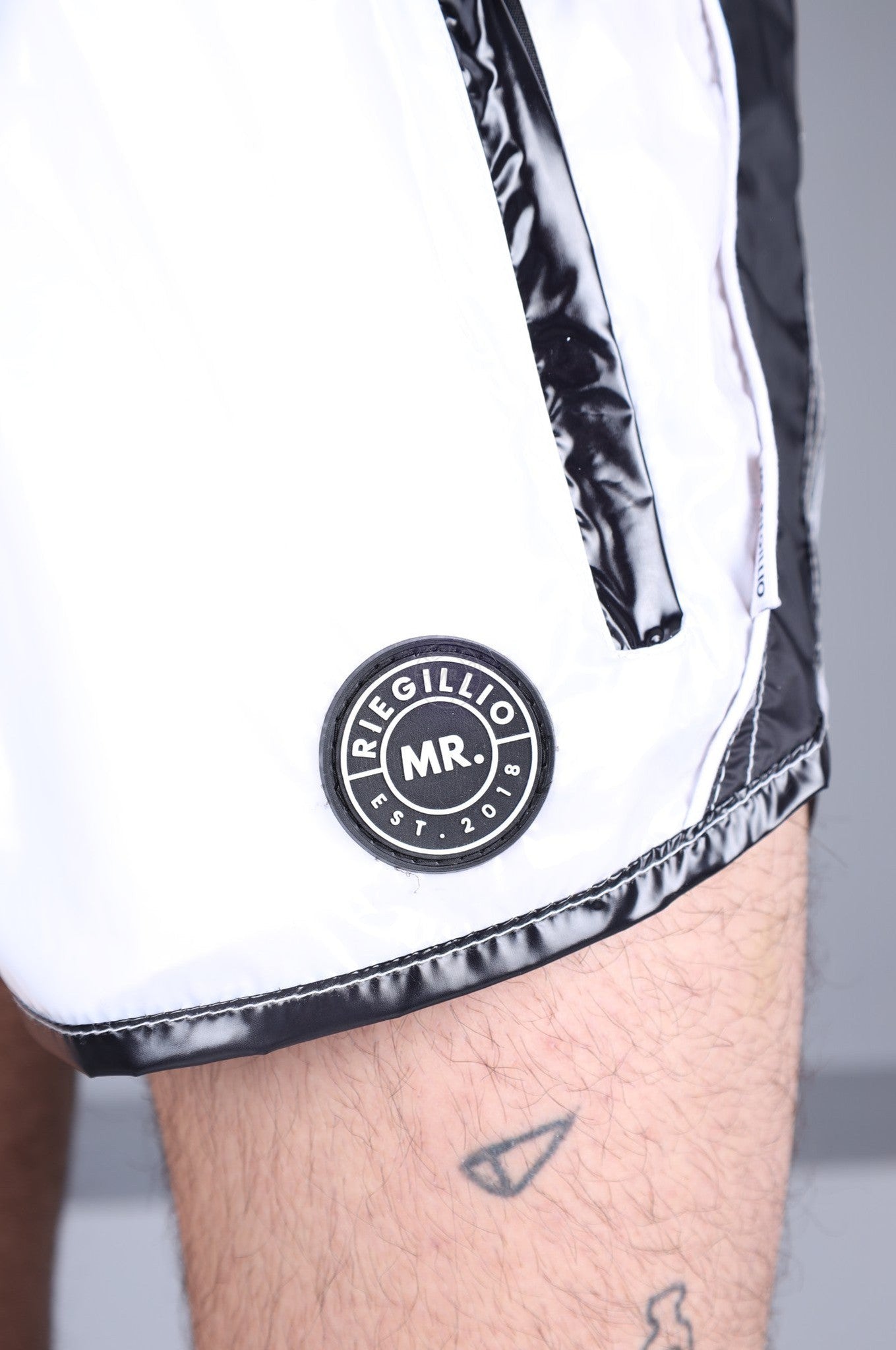 Shiny Nylon 24 Mini Short - White at MR. Riegillio