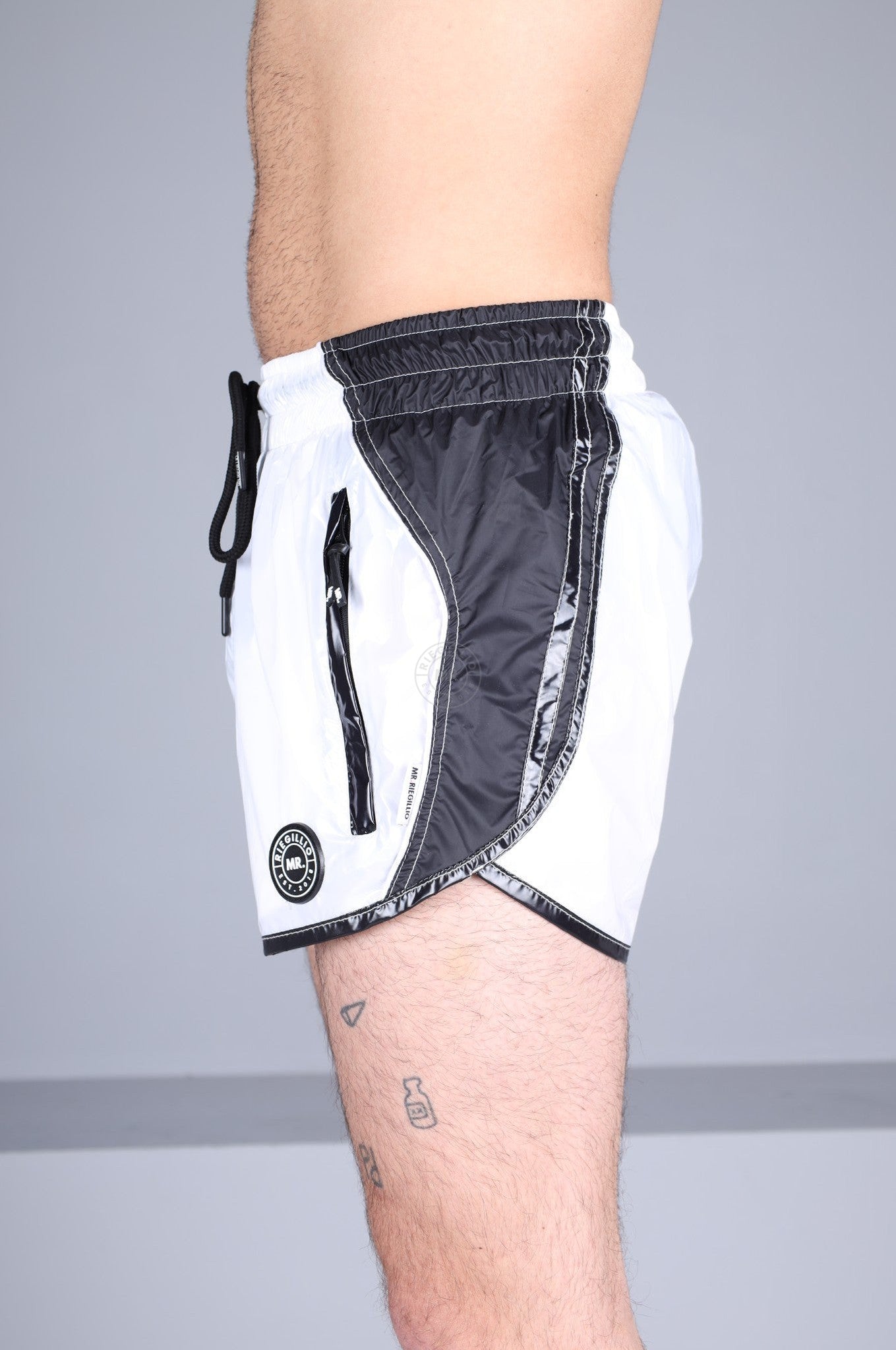 Shiny Nylon 24 Mini Short - White at MR. Riegillio