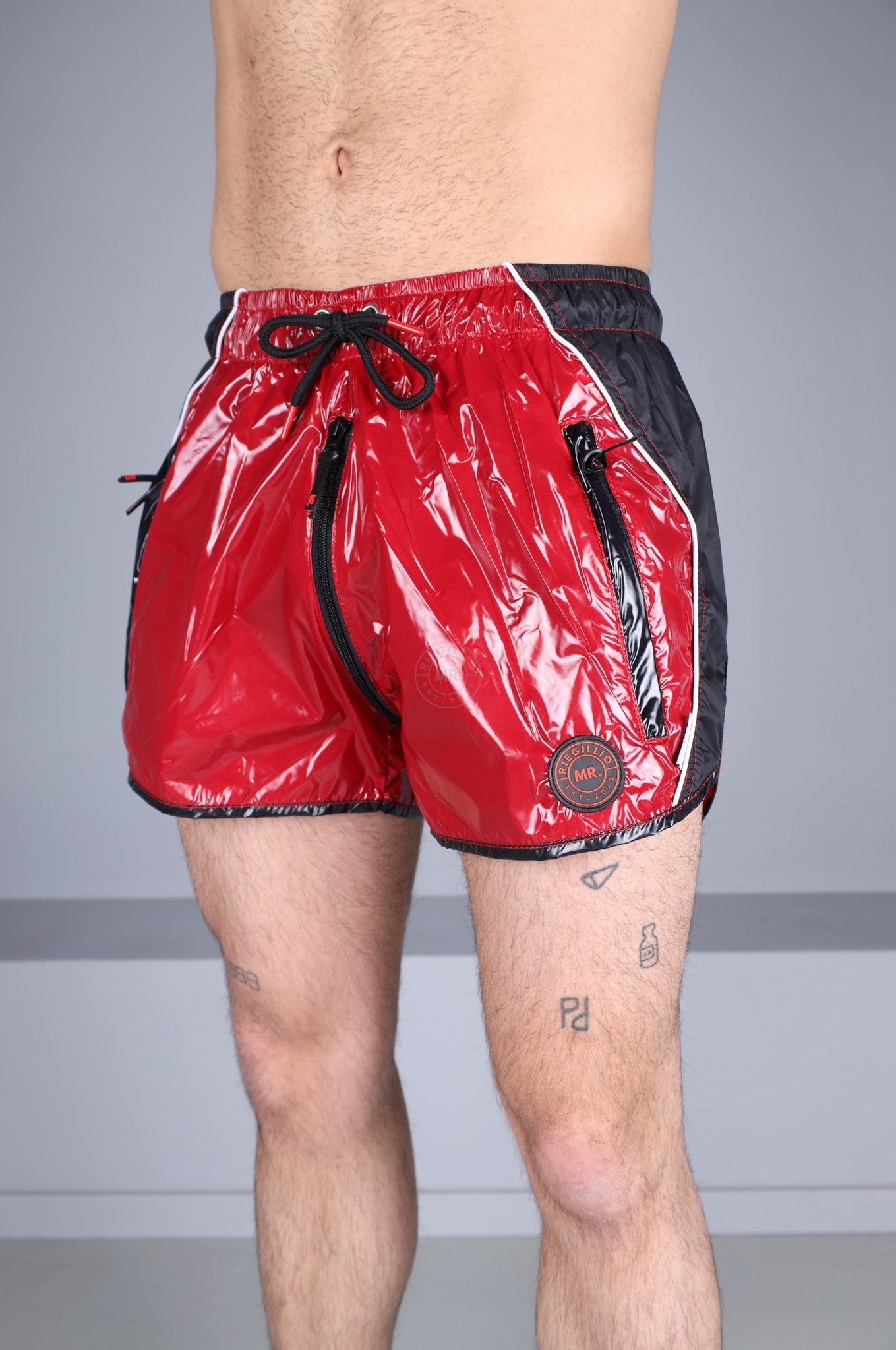 Shiny Nylon 24 Mini Short Thru Zip - Red at MR. Riegillio