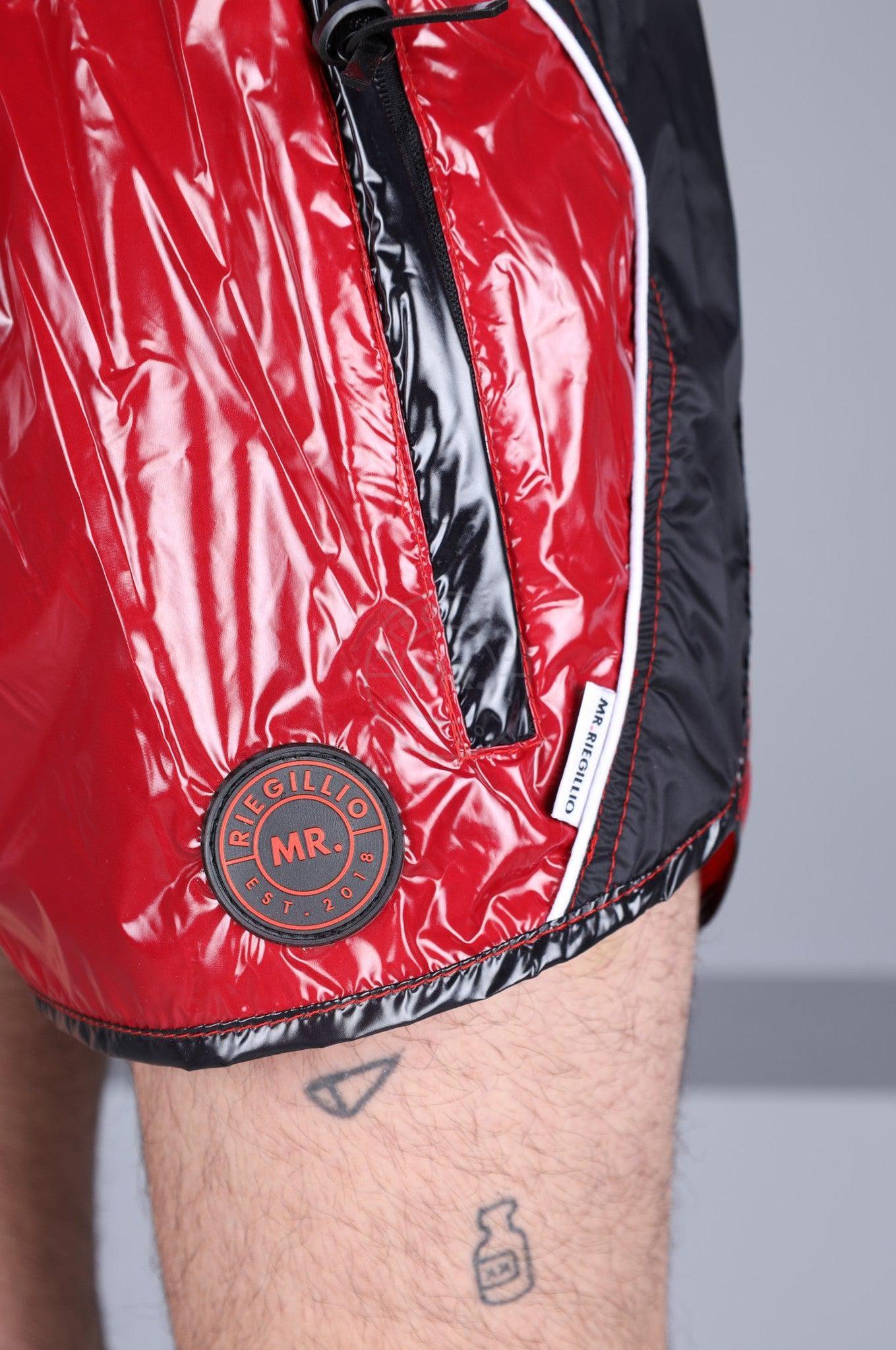 Shiny Nylon 24 Mini Short Thru Zip - Red at MR. Riegillio